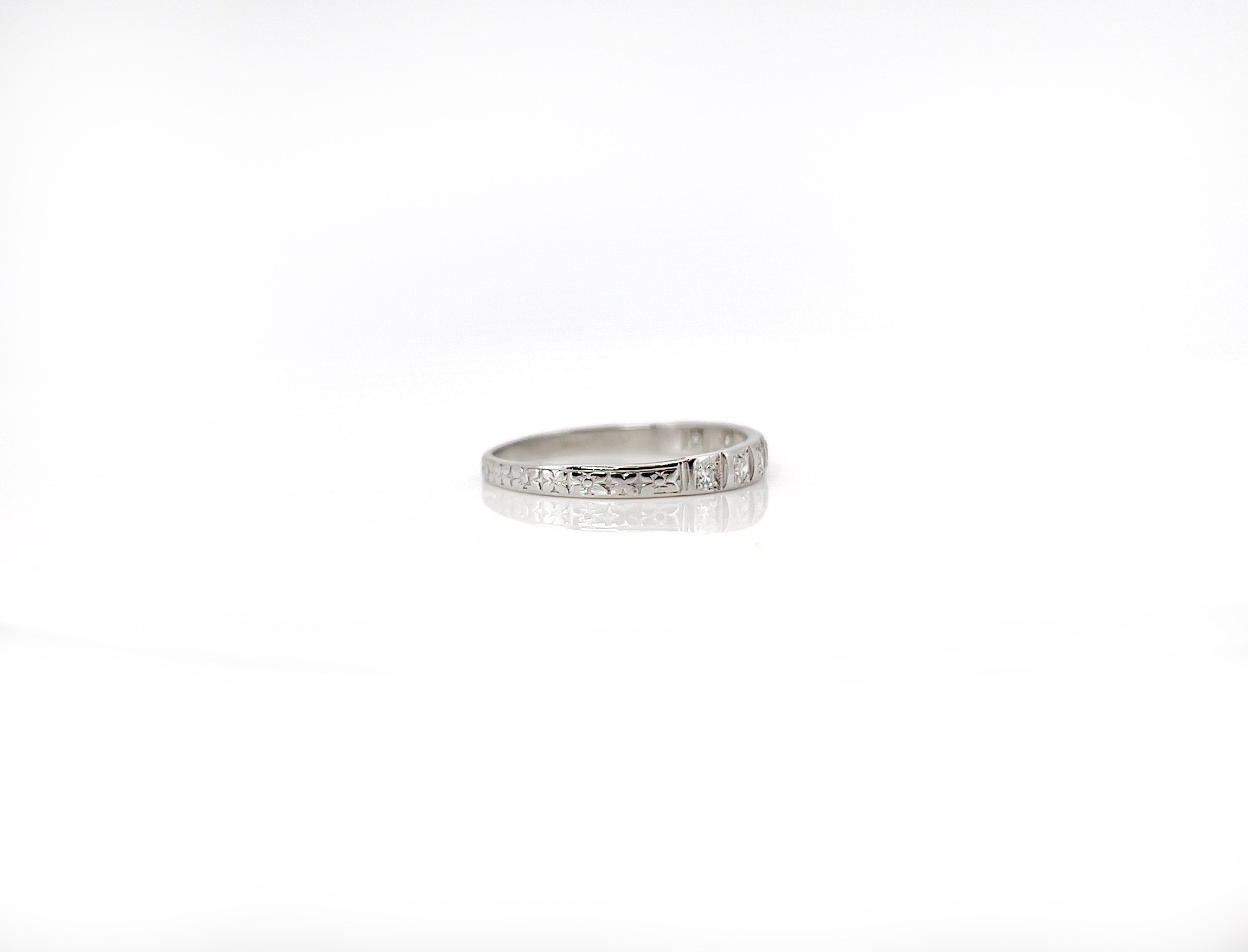 Art Deco Platinum Single Cut Diamond Ring, Size 6