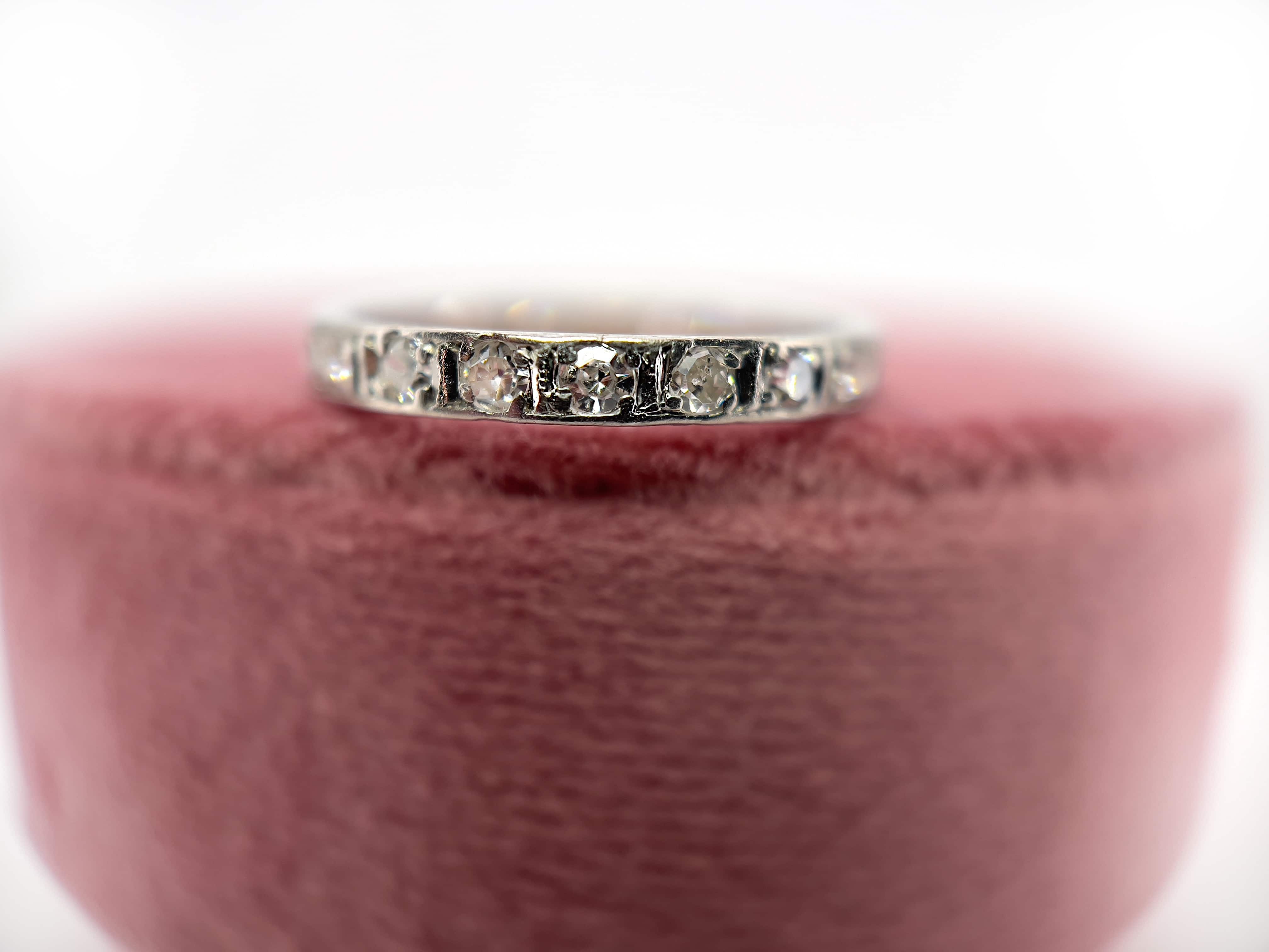 Art Deco Platinum Diamond Eternity Band, Size 6.25