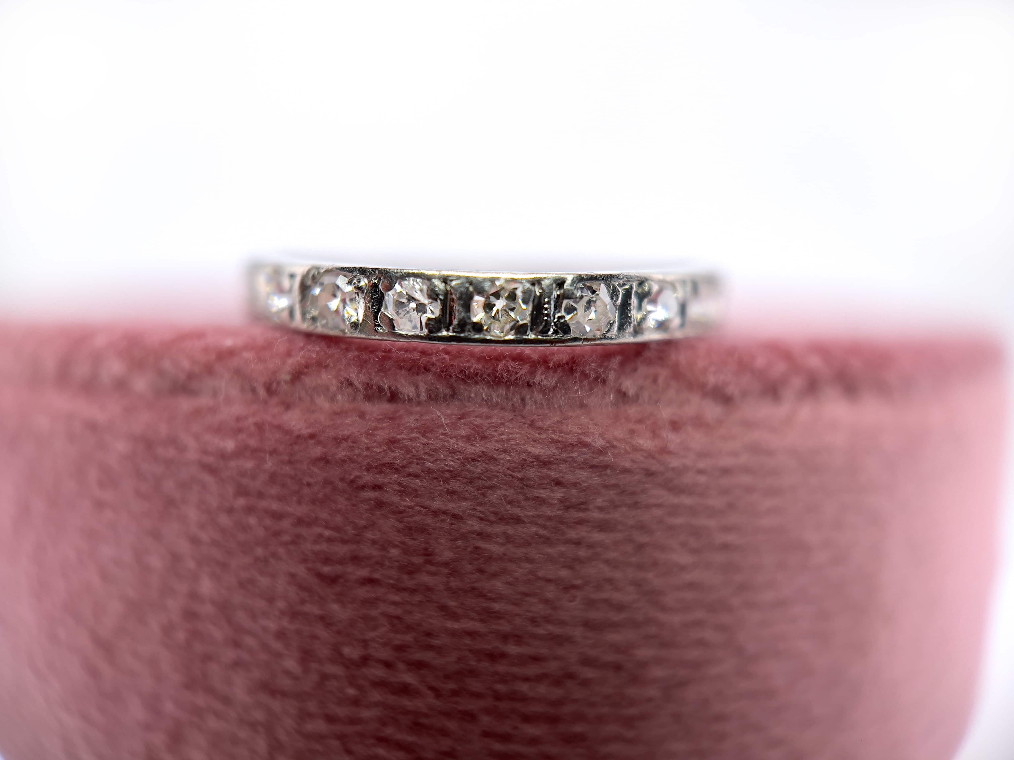 Art Deco Platinum Diamond Eternity Band, Size 6.25