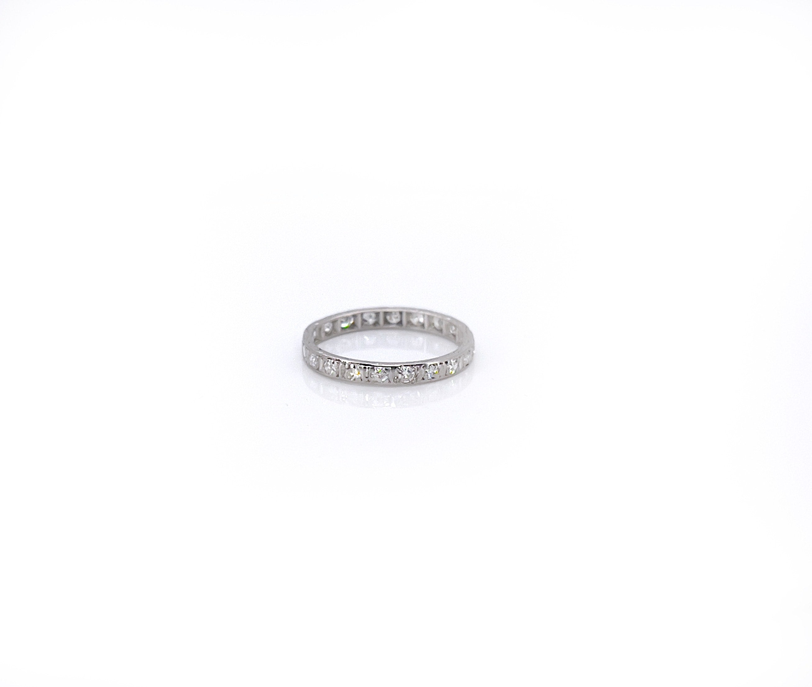 Art Deco Platinum Diamond Eternity Band, Size 6.25