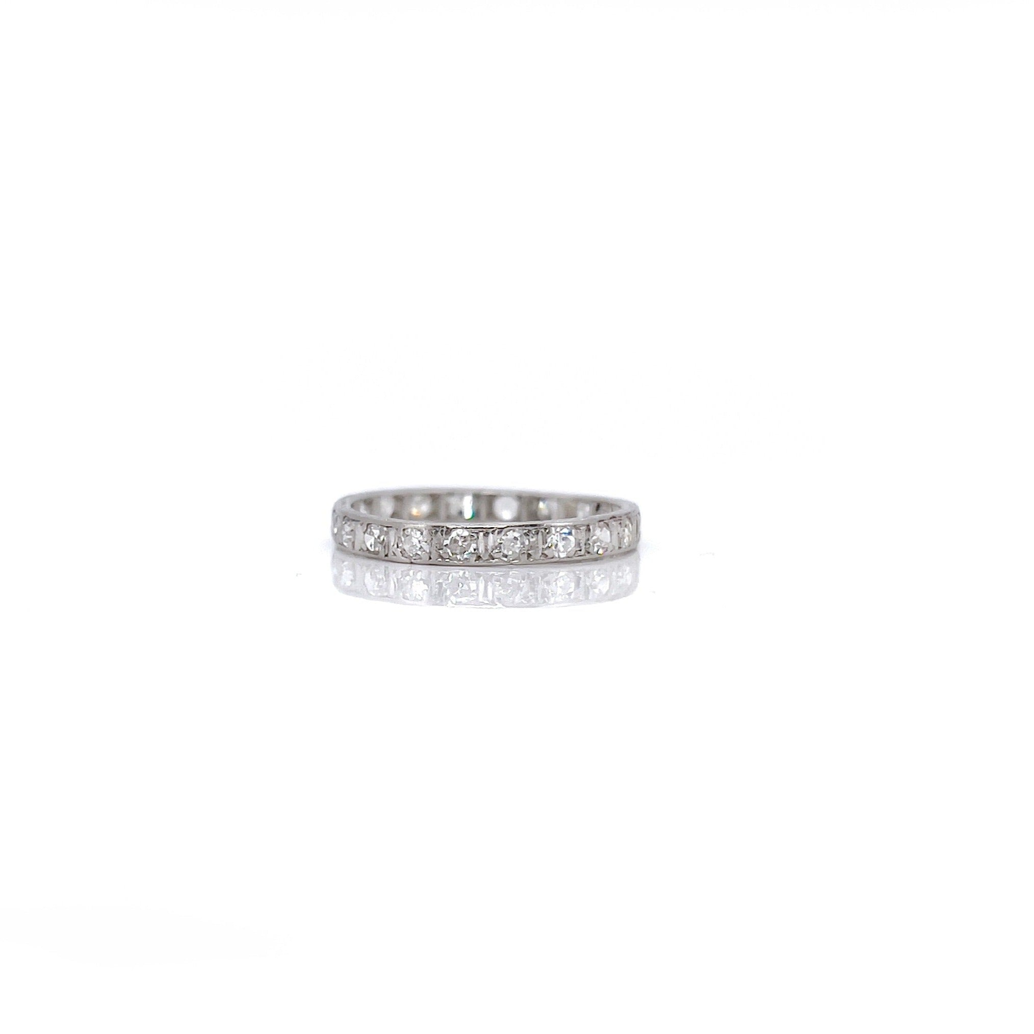 Art Deco Platinum Diamond Eternity Band, Size 6.25