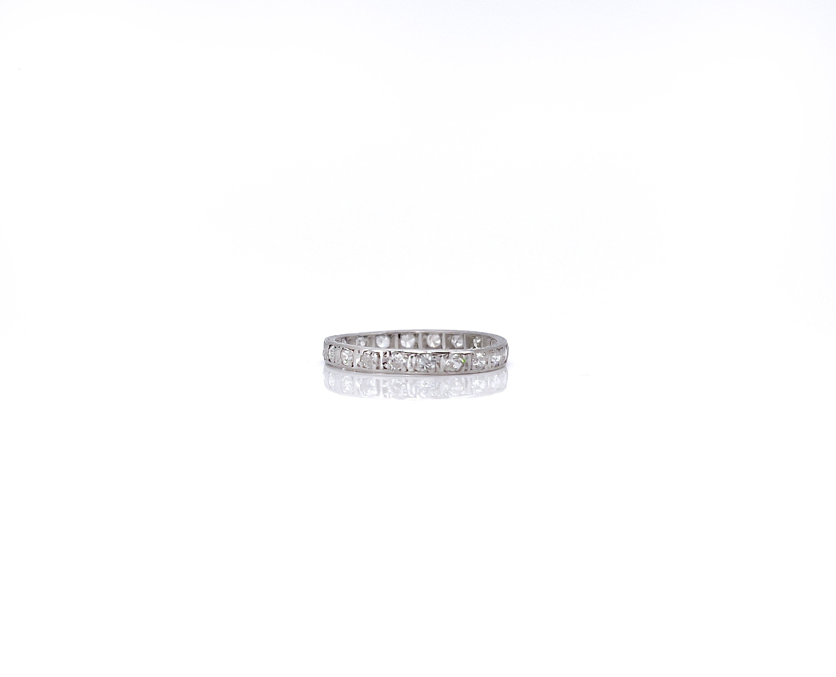 Art Deco Platinum Diamond Eternity Band, Size 6.25