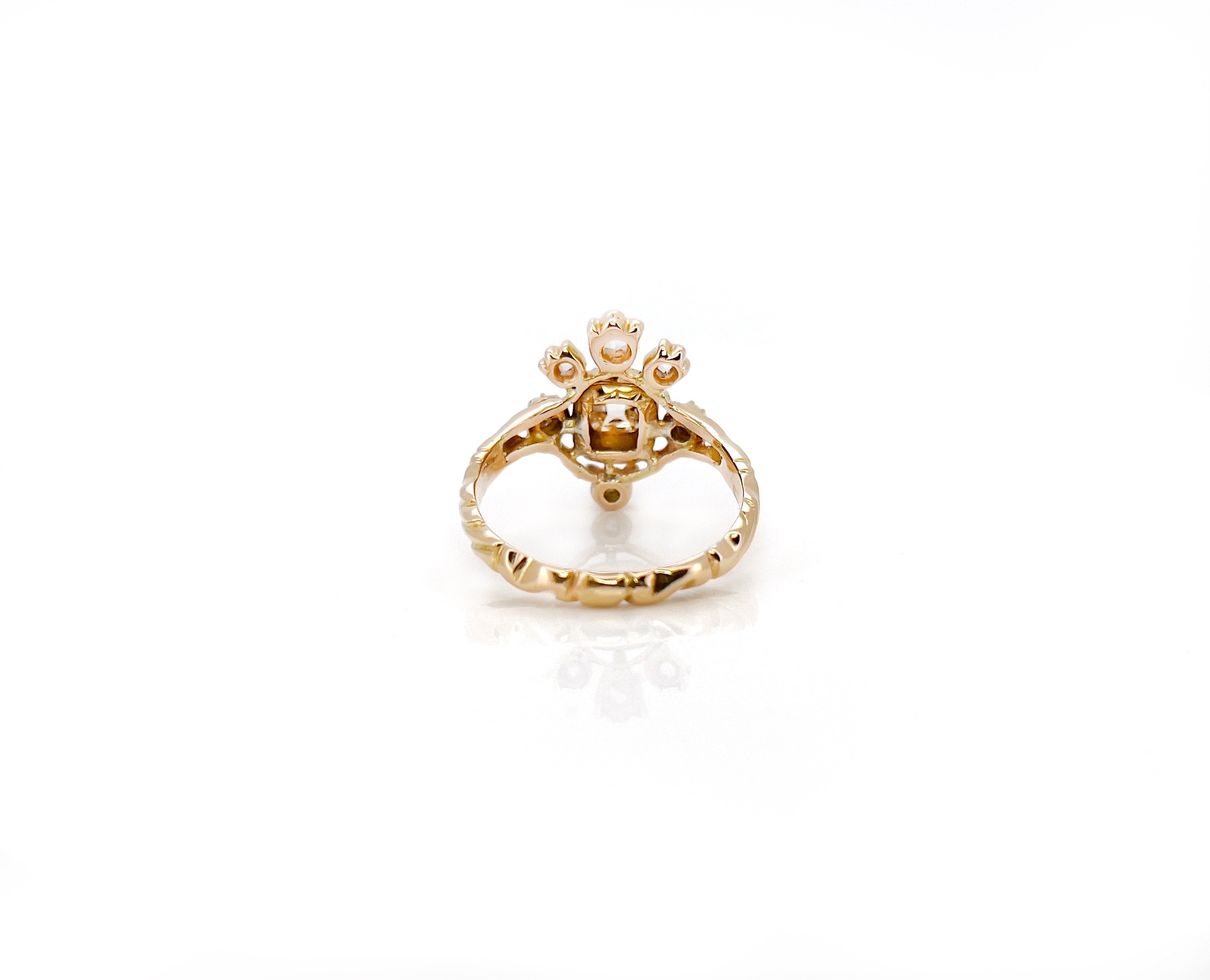 Victorian 14KT Diamond Tiara Ring, Size 10