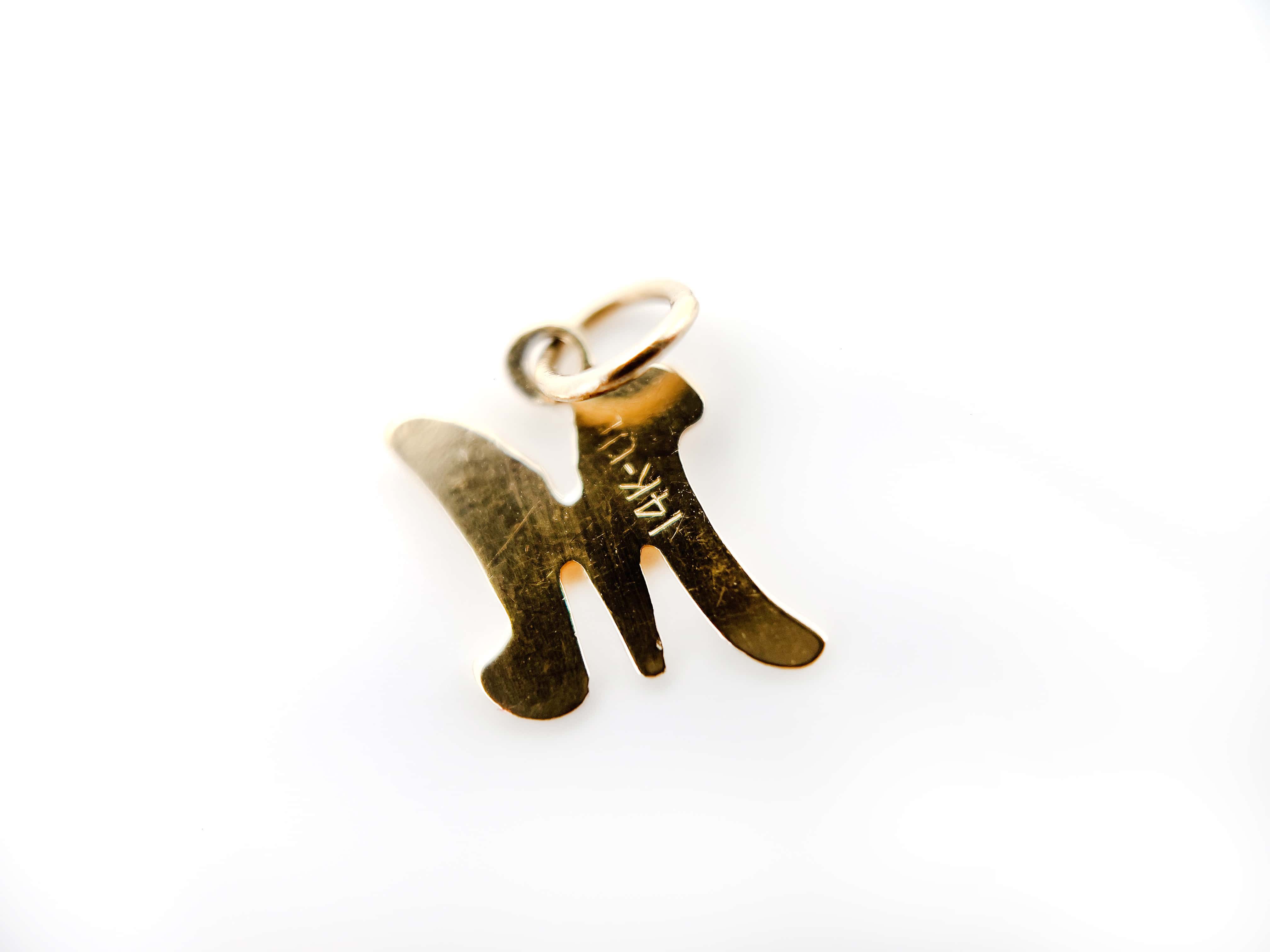 Mini “M” Charm, 14K