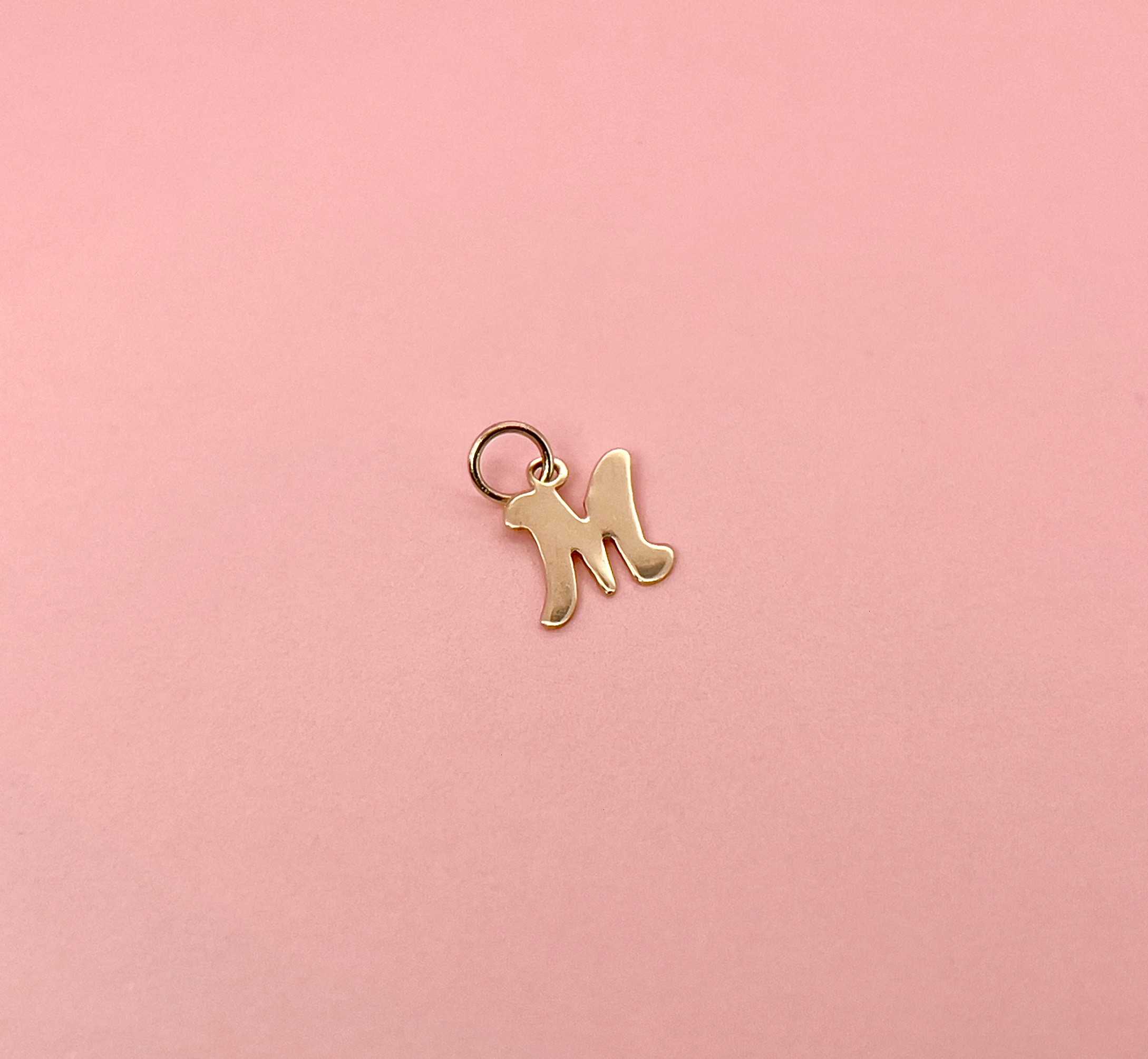 Mini “M” Charm, 14K