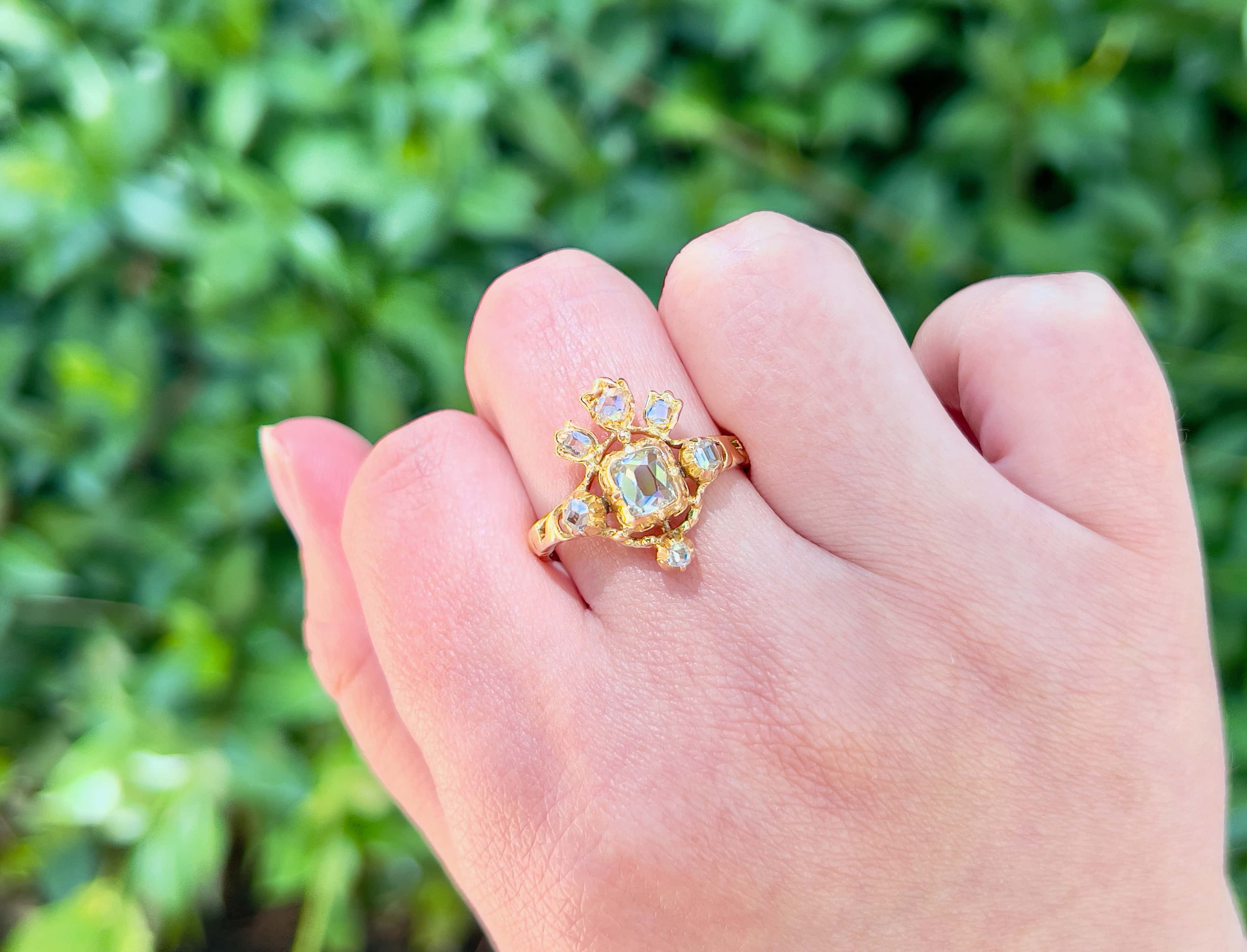 Victorian 14KT Diamond Tiara Ring, Size 10