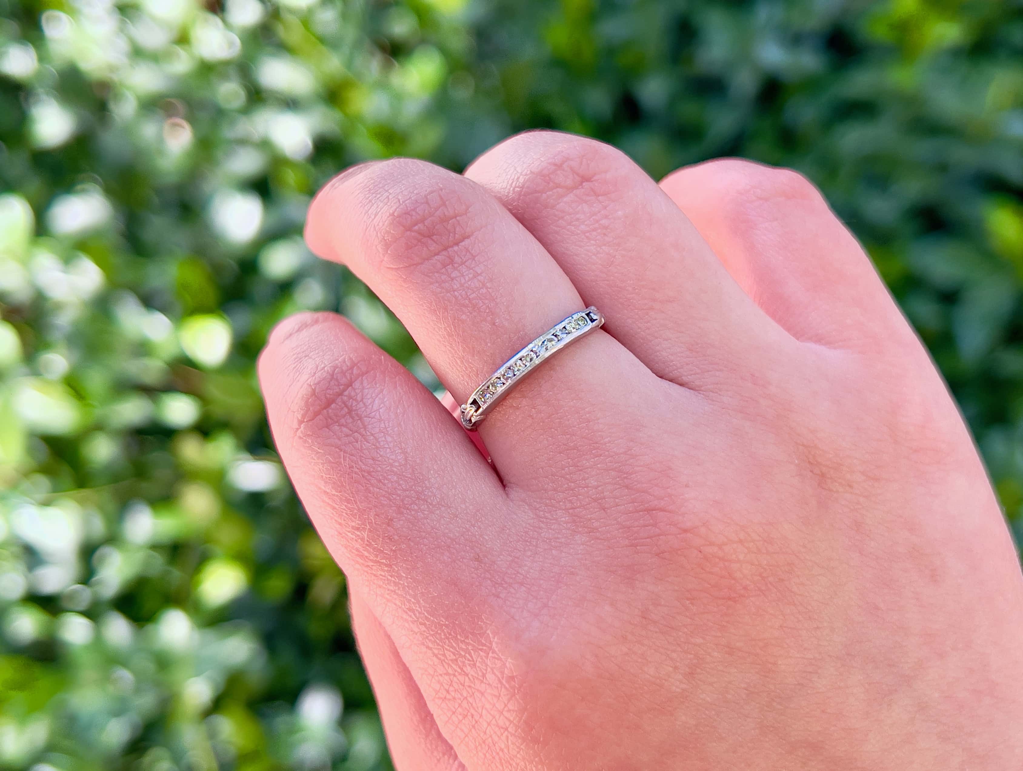 Art Deco Platinum Single Cut Diamond Ring, Size 7.75