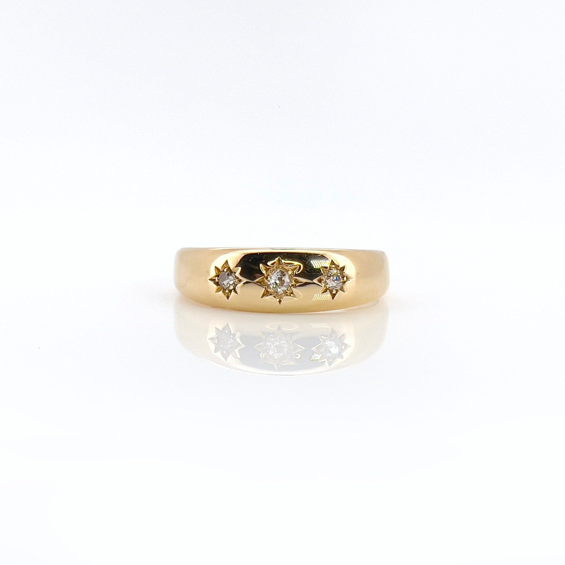 Antique 18K Old Cut Diamond Celestial Ring, Birmingham 1881, Size 9.5