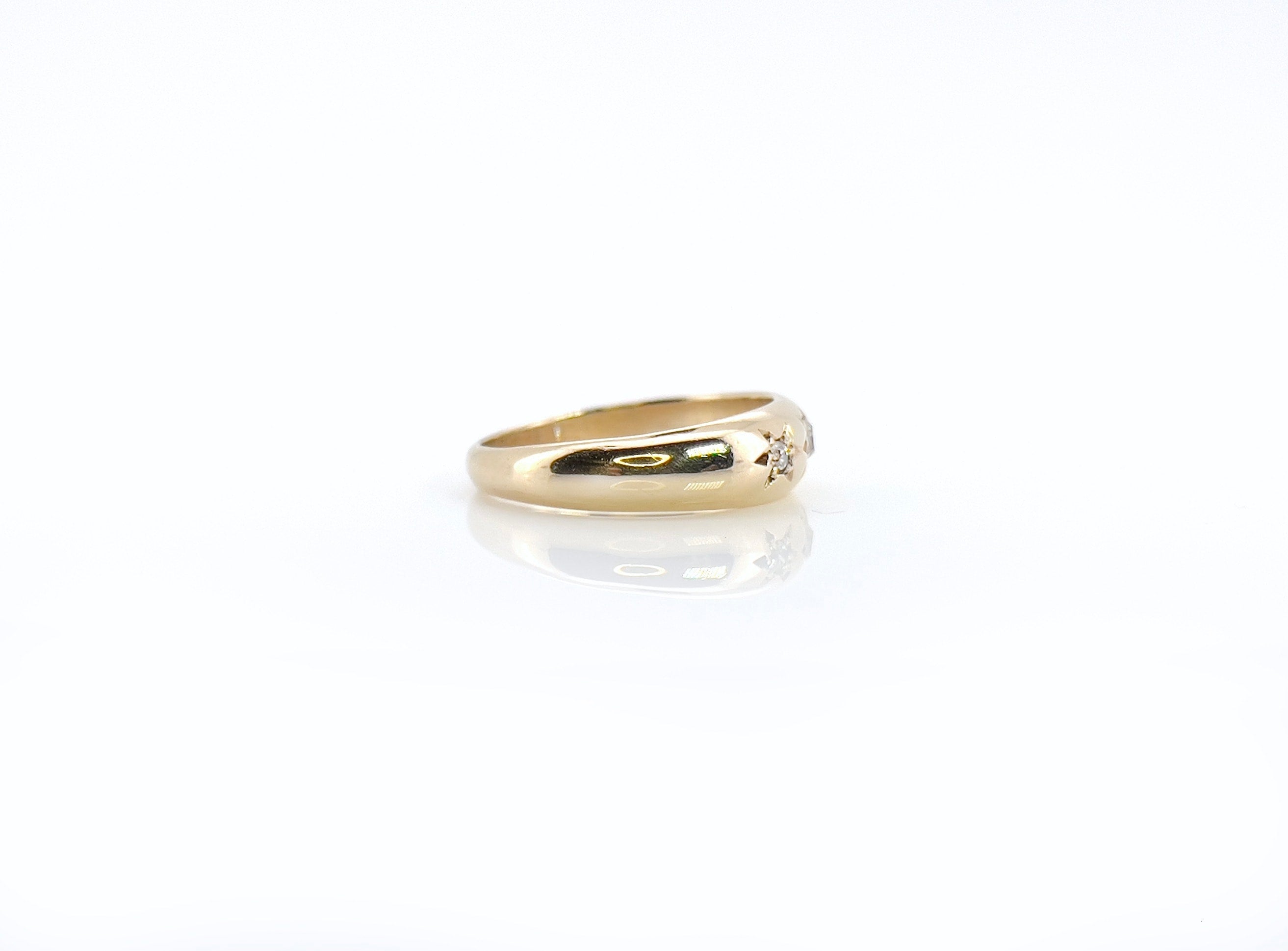 Vintage 9K Old Mine Cut Diamond Celestial Ring, Sheffield 1989, Size 6.25