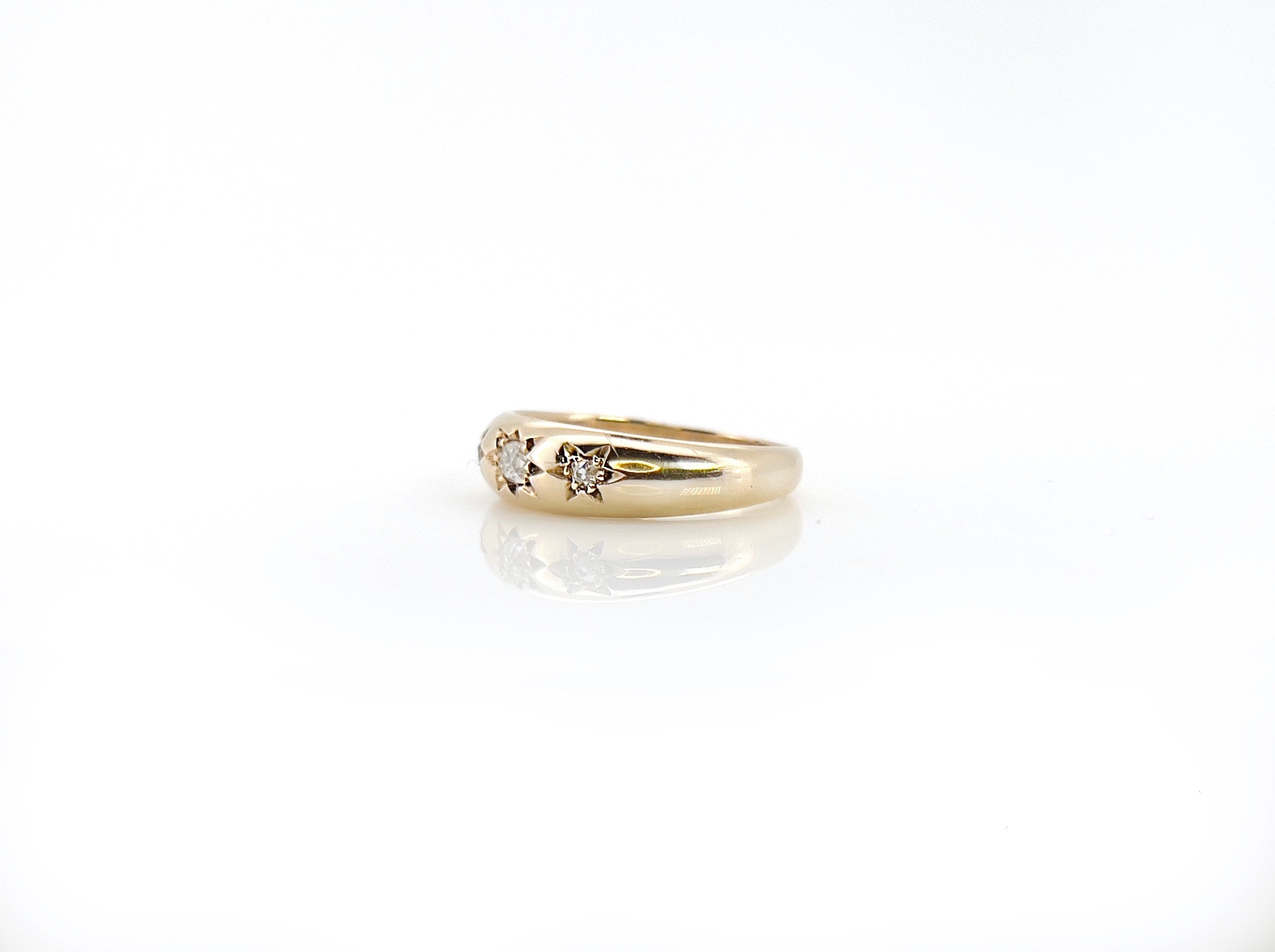 Vintage 9K Old Mine Cut Diamond Celestial Ring, Sheffield 1989, Size 6.25