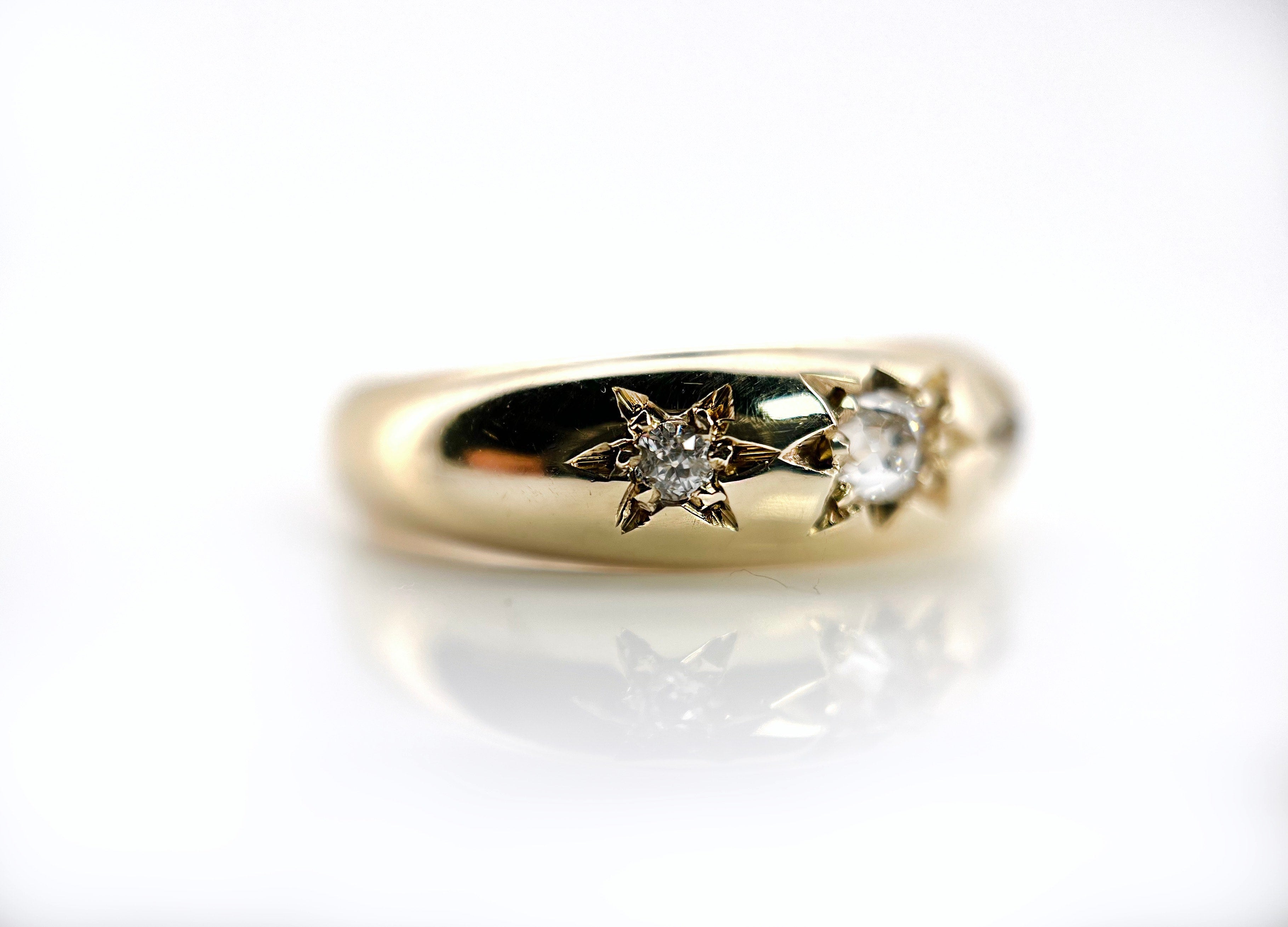 Vintage 9K Old Mine Cut Diamond Celestial Ring, Sheffield 1989, Size 6.25