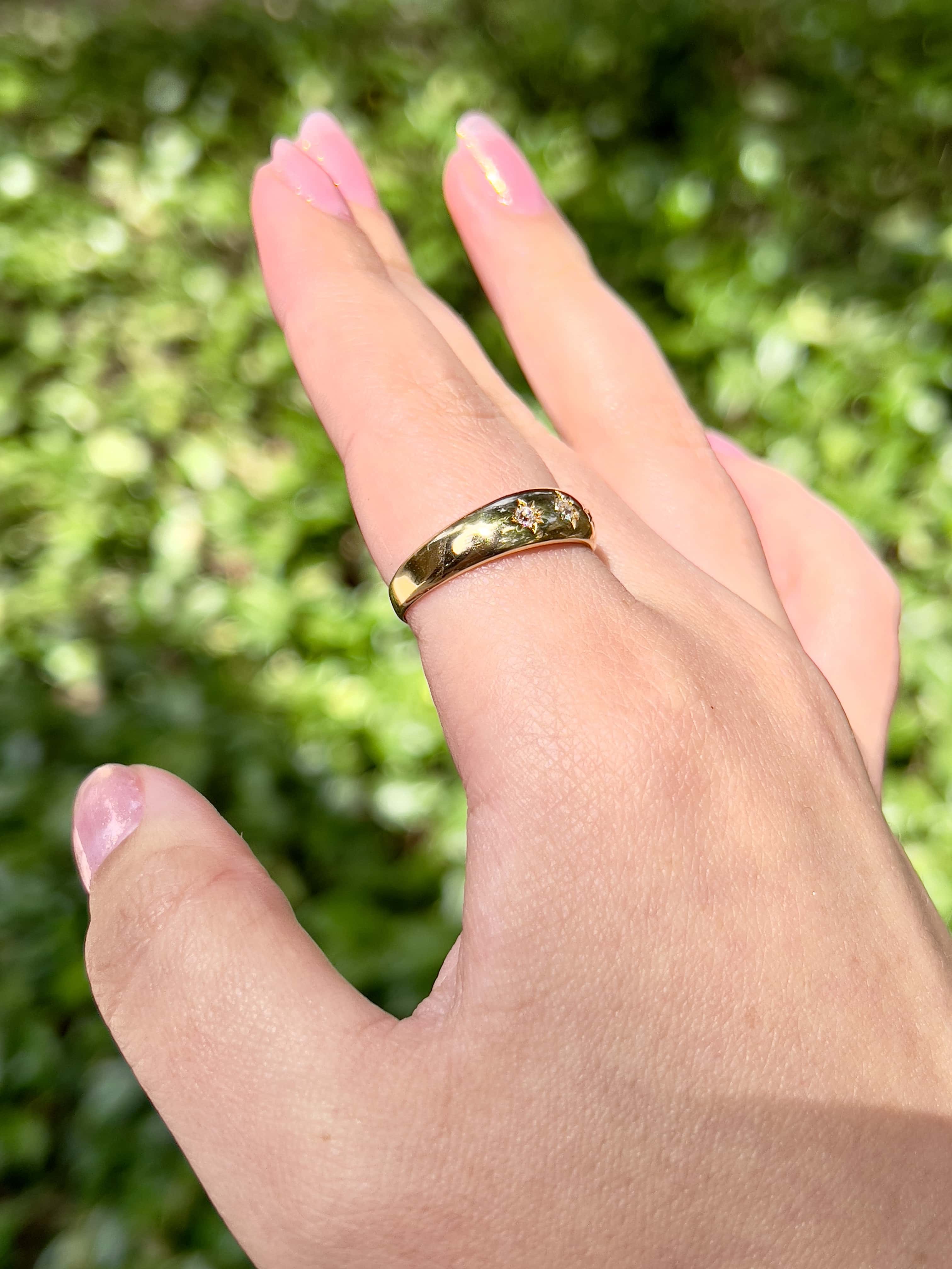 Antique 18K Old Cut Diamond Celestial Ring, Birmingham 1881, Size 9.5