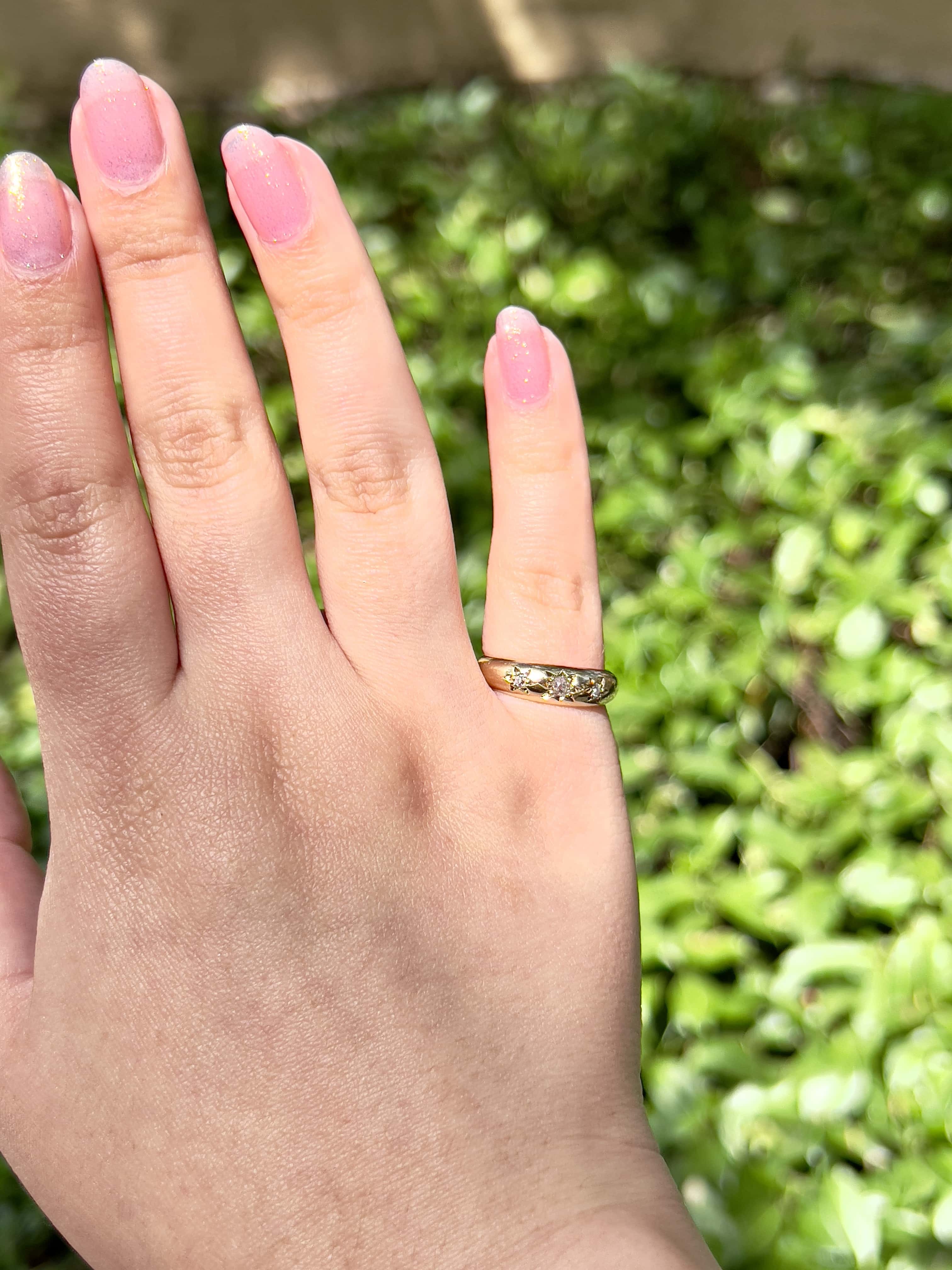 Vintage 9K Old Mine Cut Diamond Celestial Ring, Sheffield 1989, Size 6.25