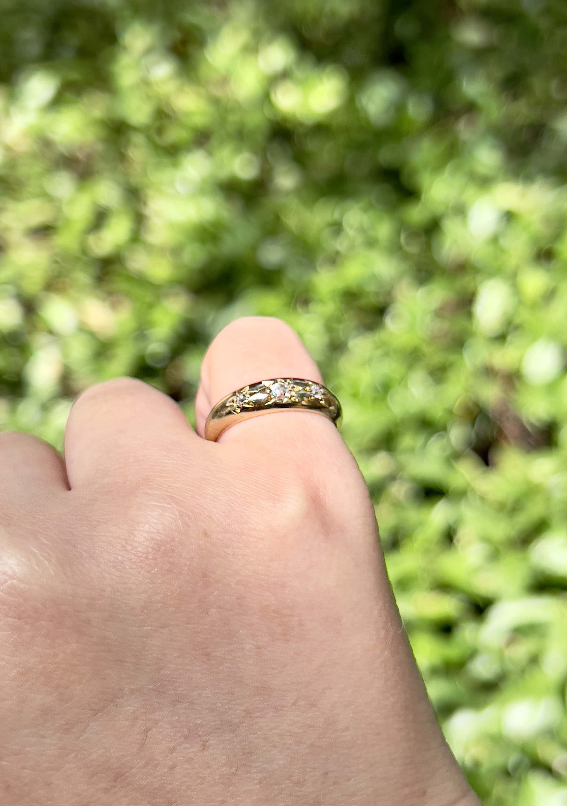 Vintage 9K Old Mine Cut Diamond Celestial Ring, Sheffield 1989, Size 6.25