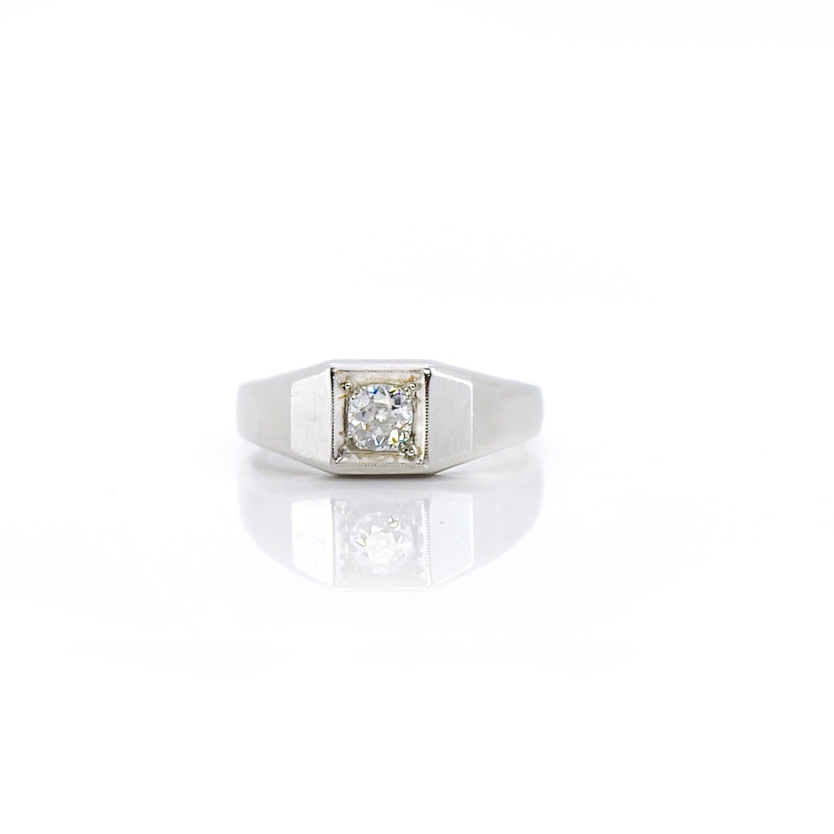 Art Deco Old European Cut Diamond Ring, Size 7.75