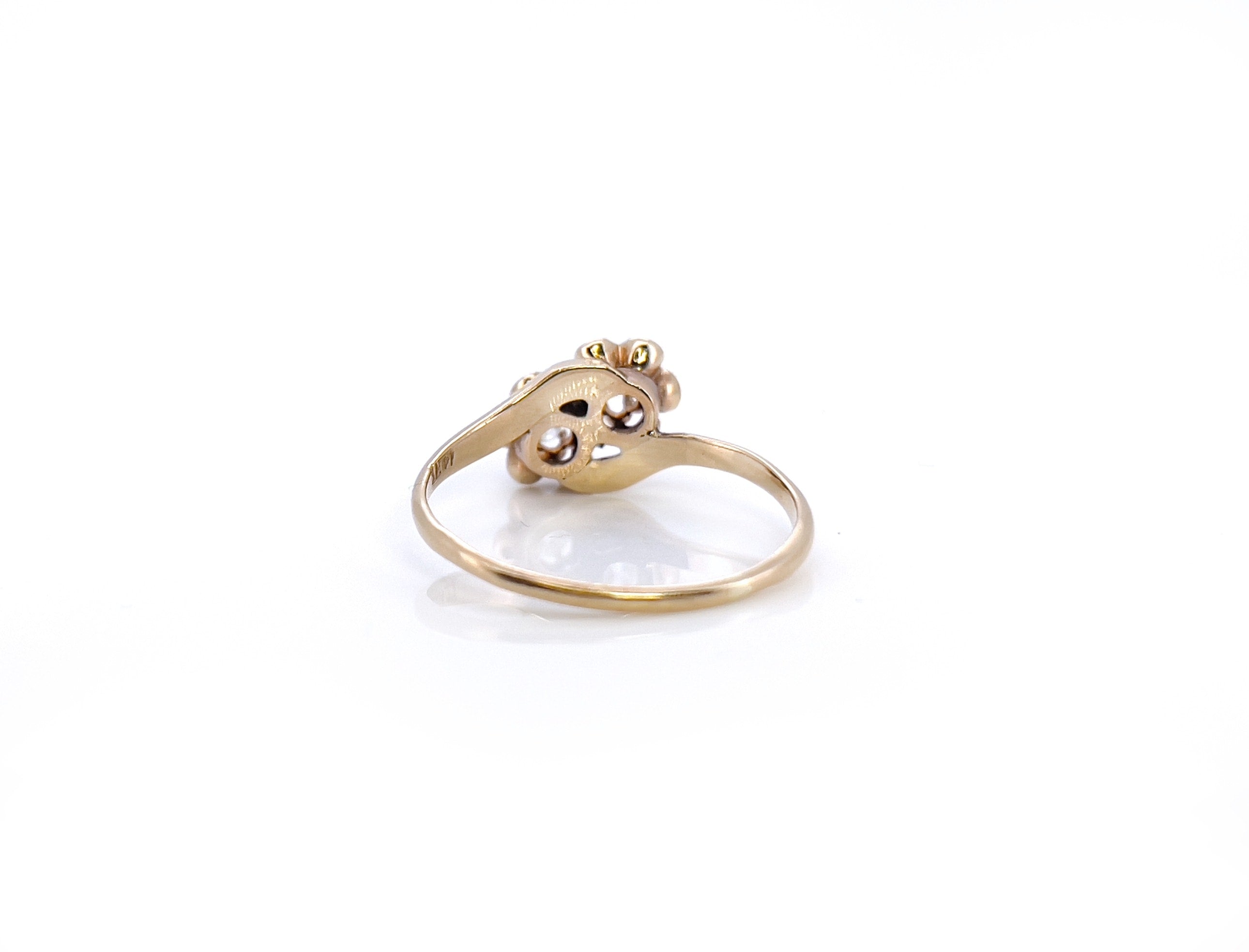 Antique Buttercup Old European Cut Diamond Toi et Moi Ring, 14K, Size 9.5