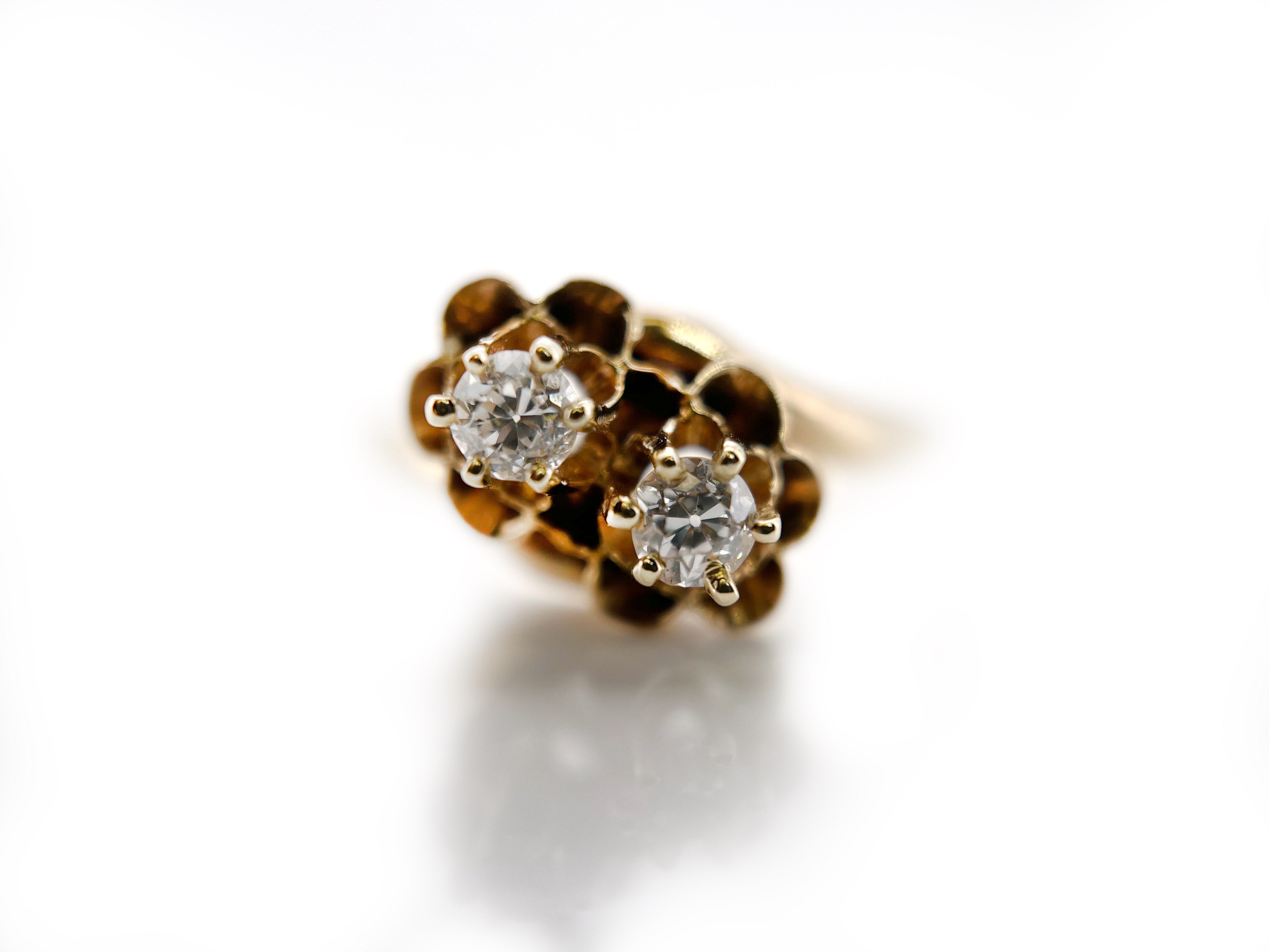 Antique Buttercup Old European Cut Diamond Toi et Moi Ring, 14K, Size 9.5