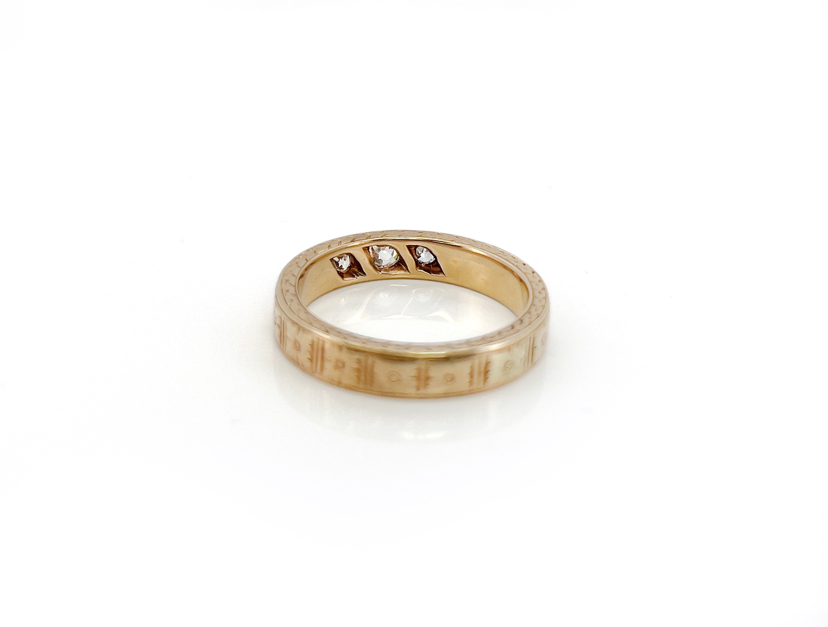 Old European Diamond Floral Wedding Band, Size 7.5