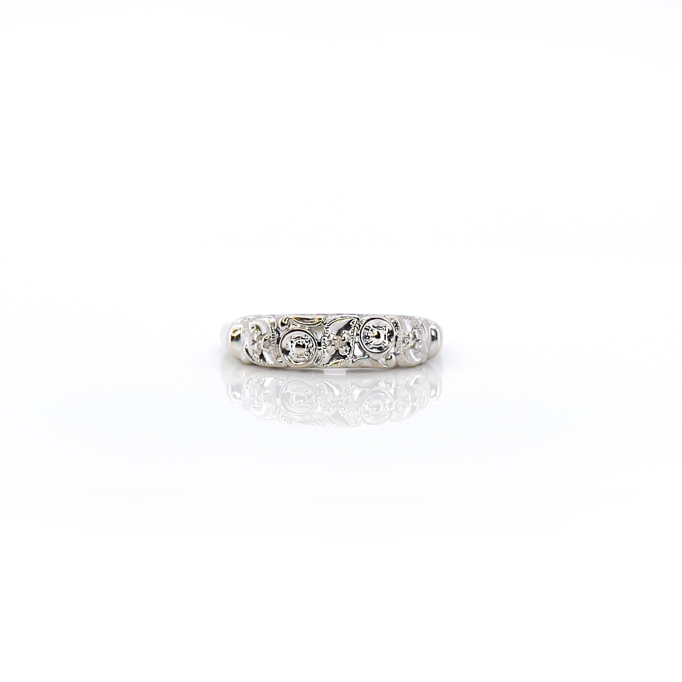 Vintage White Gold Single Cut Diamond Ring, Size 6.5
