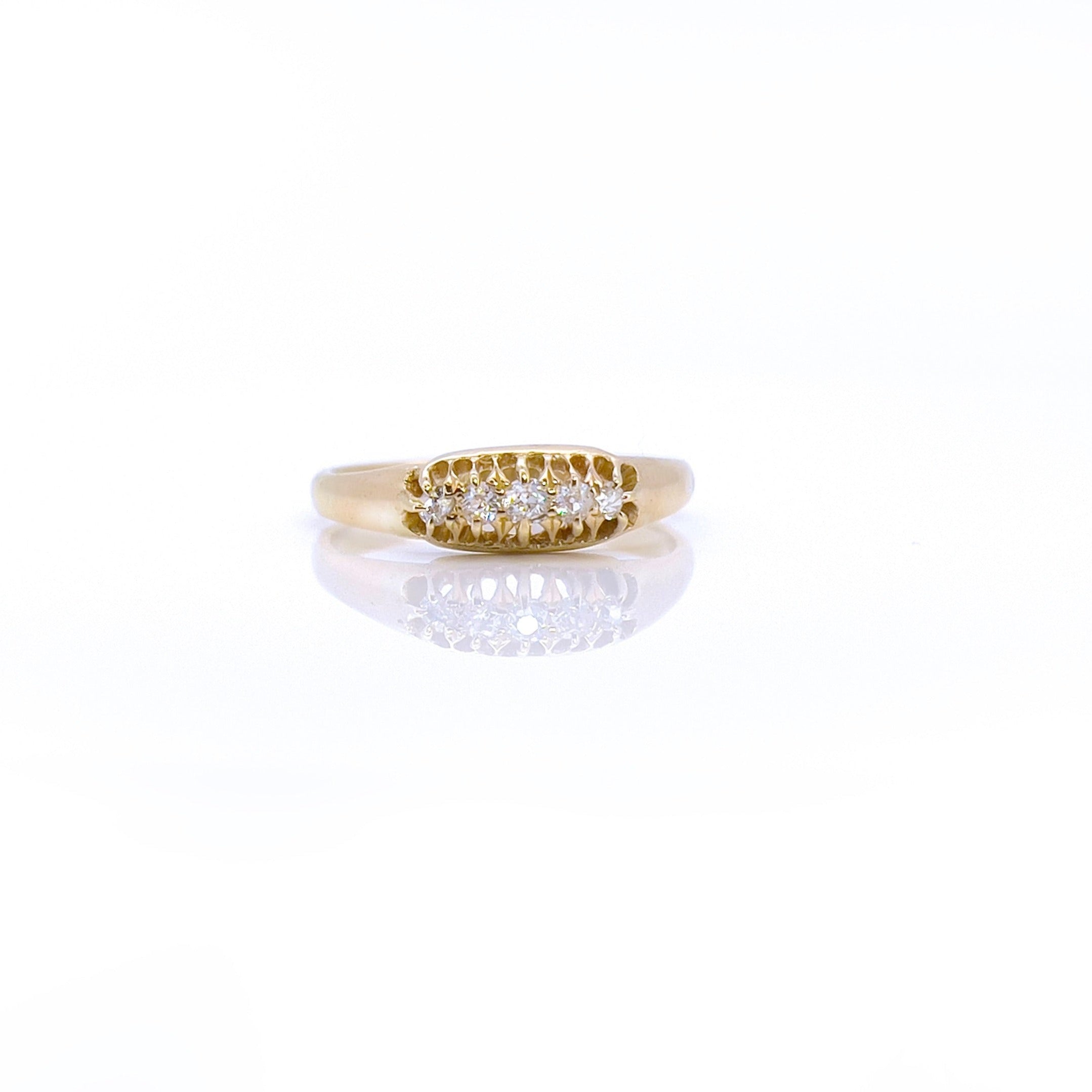 Old Cut Diamond Ring, 18K, Size 7.25
