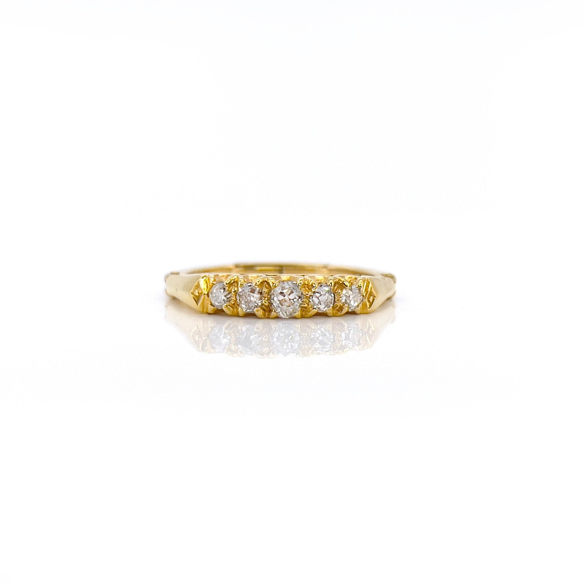 Vintage 14K Old Cut Diamond Band, Adjustable, Size 5.5