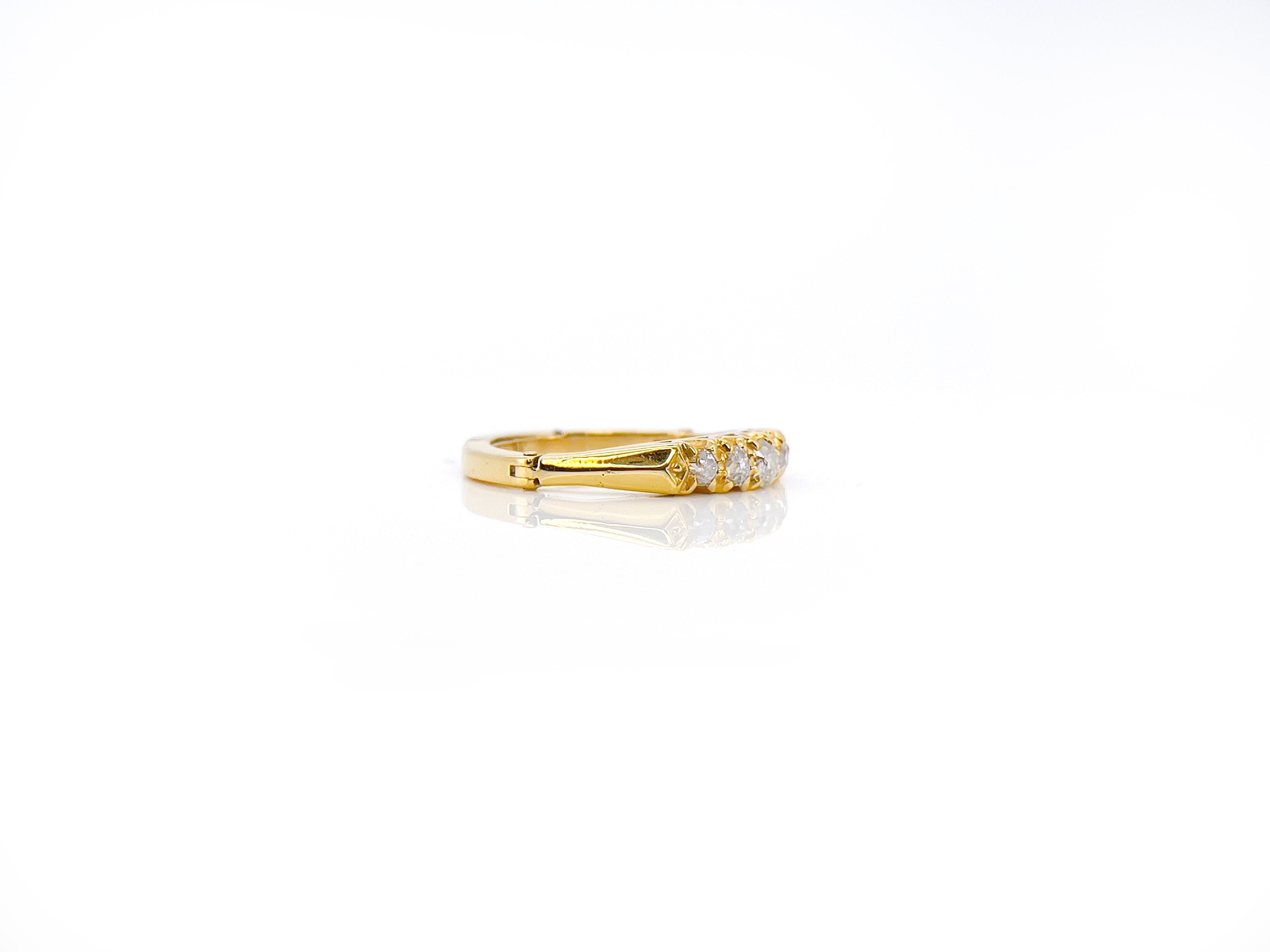 Vintage 14K Old Cut Diamond Band, Adjustable, Size 5.5