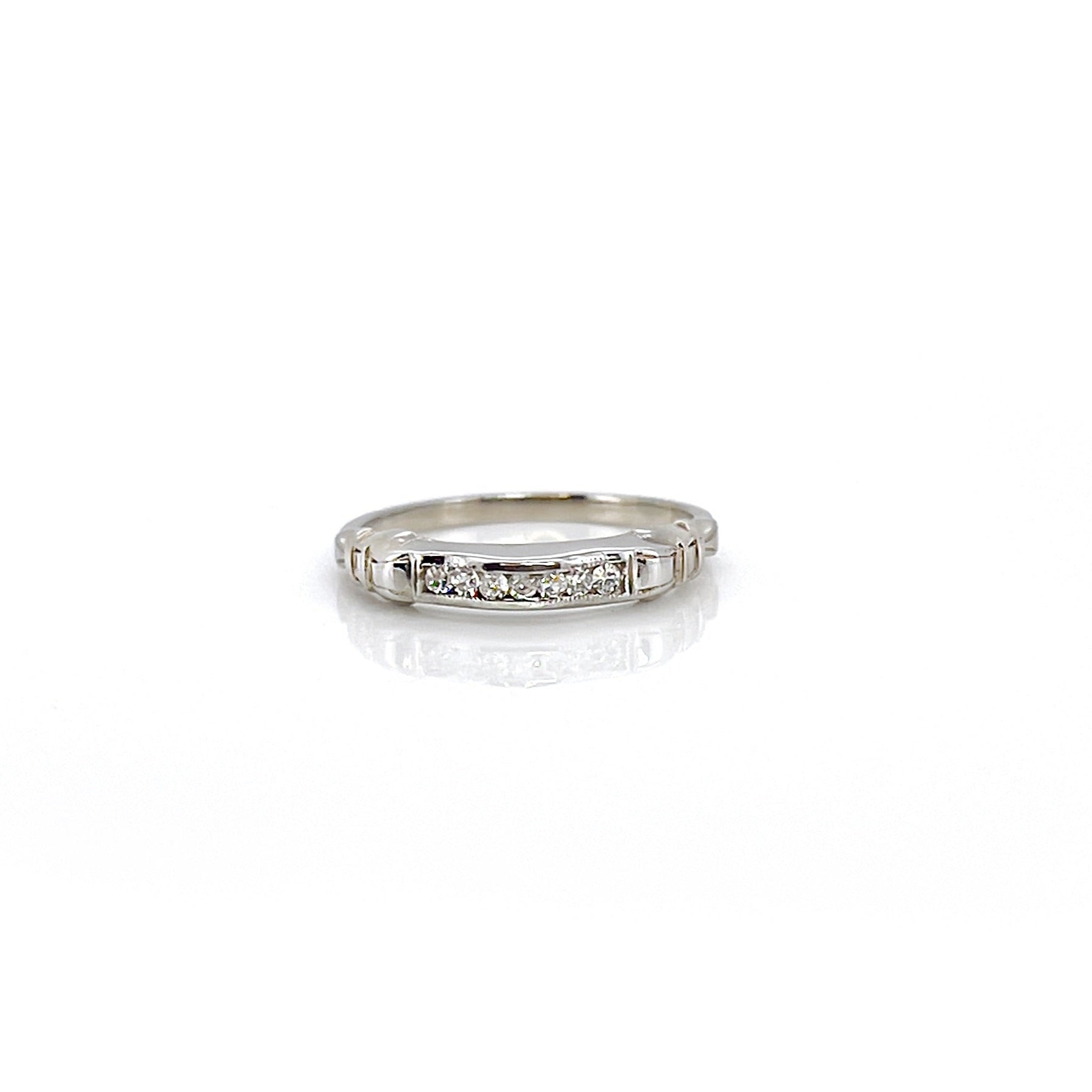 Vintage Single Cut Diamond Band, Size 6.5