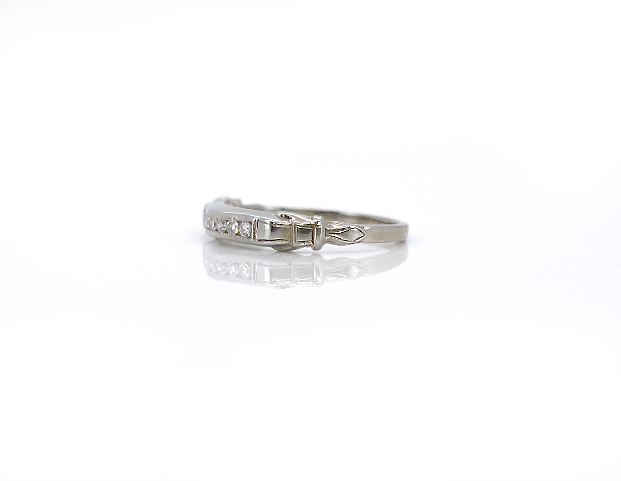 Vintage Single Cut Diamond Band, Size 6.5