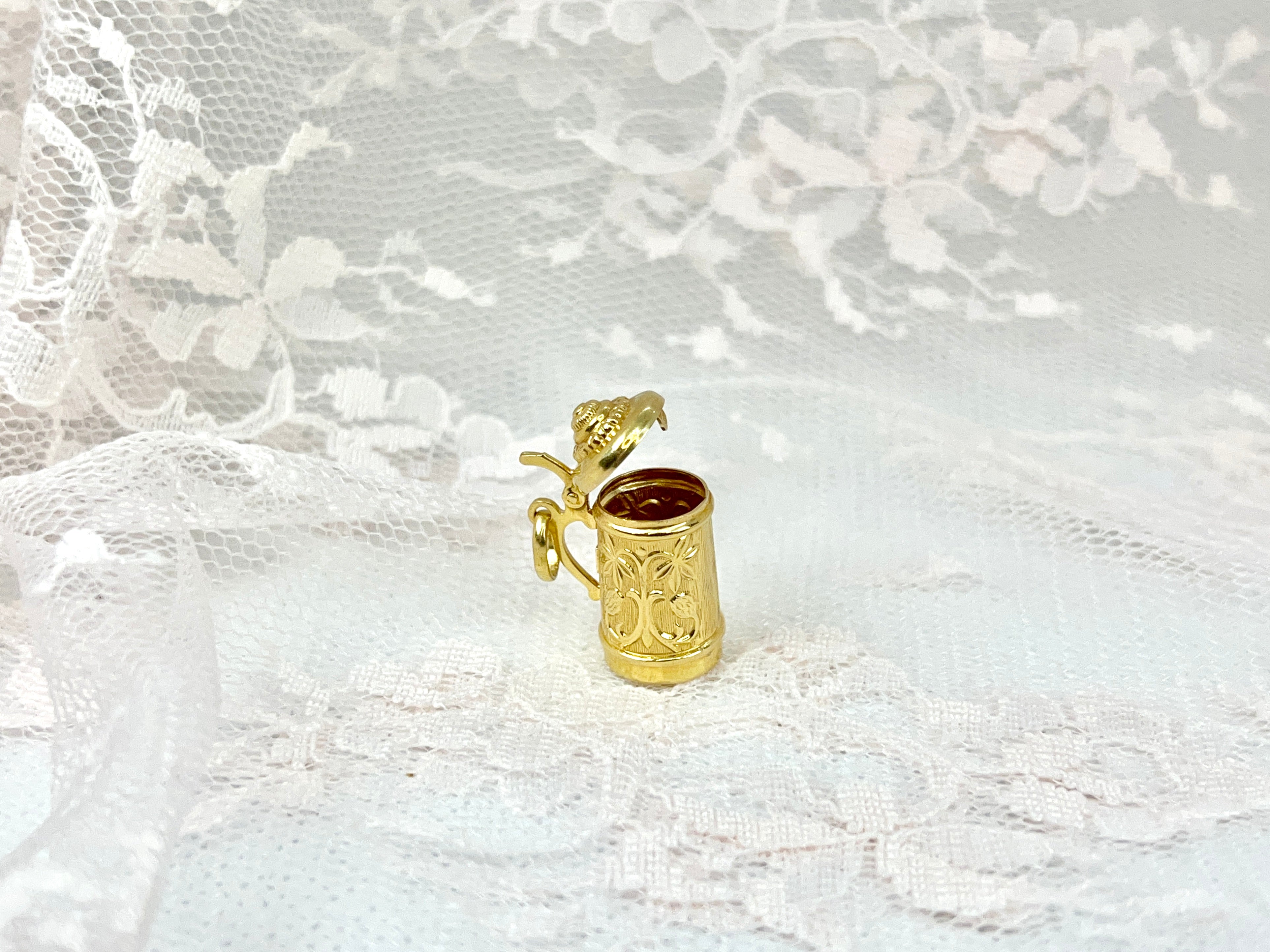 Vintage Beer Stein Charm, 18K