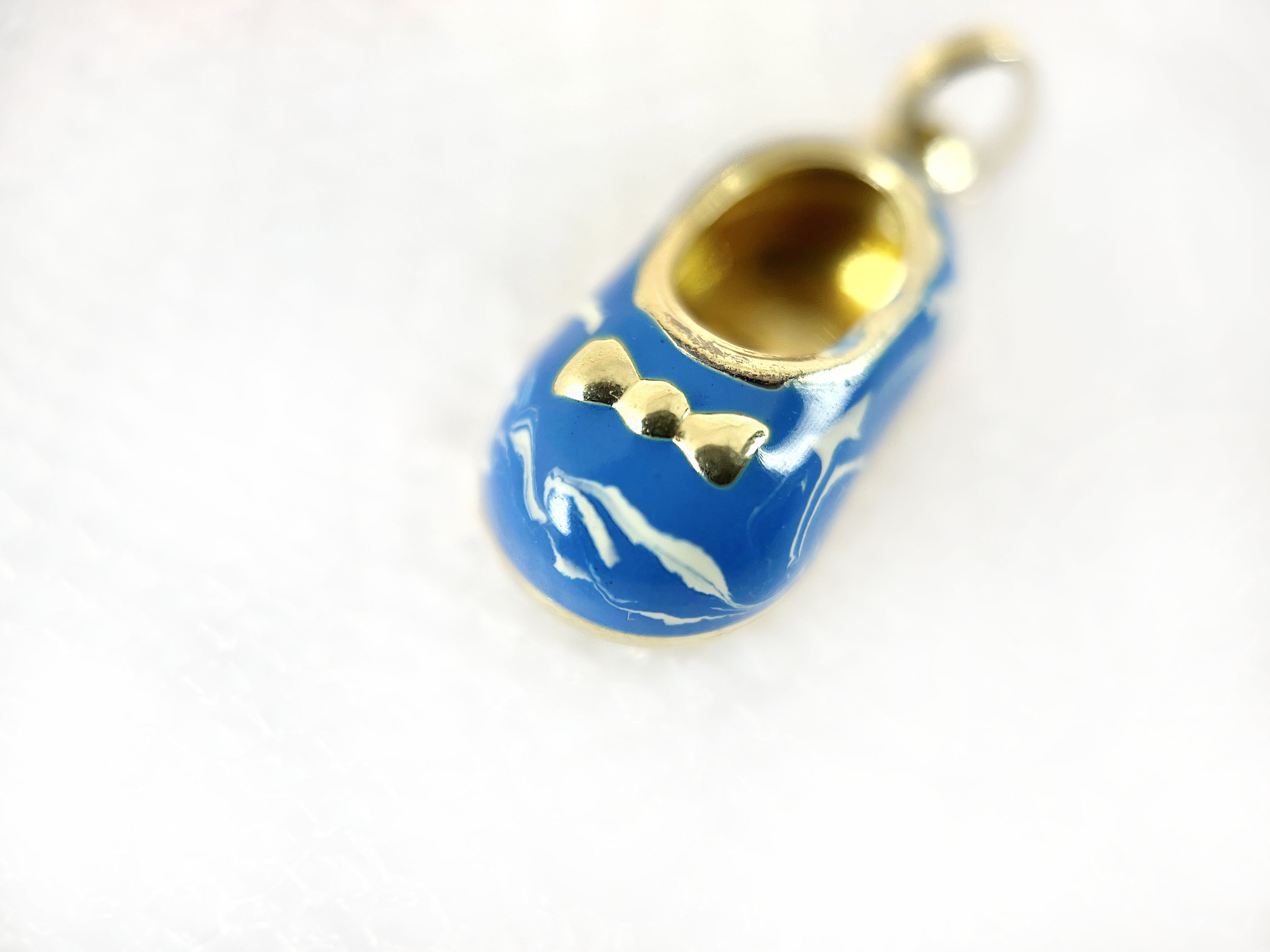 Blue Enamel Baby Shoe Charm