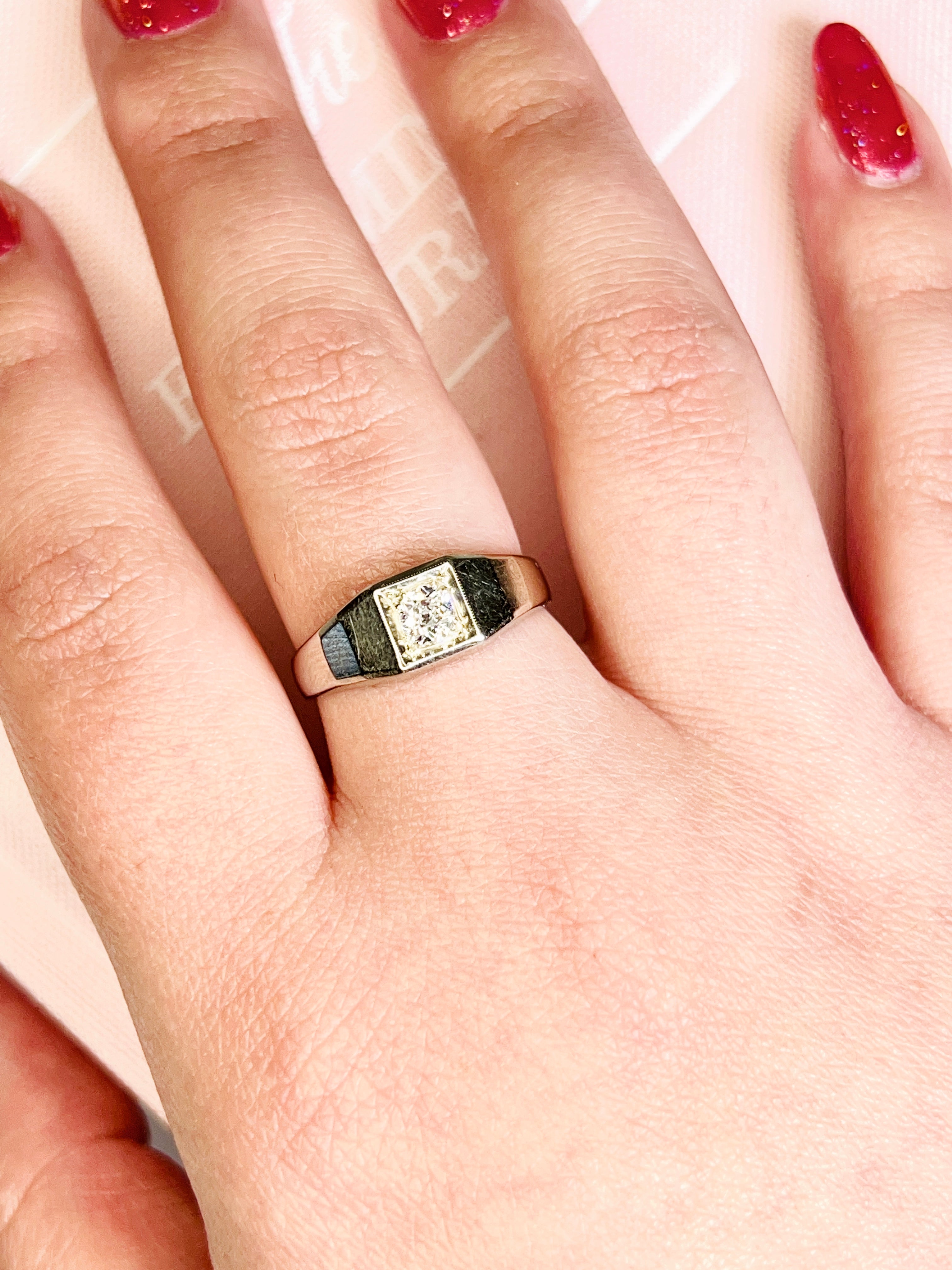 Art Deco Ring, Old European Cut Diamond, Size 7.75
