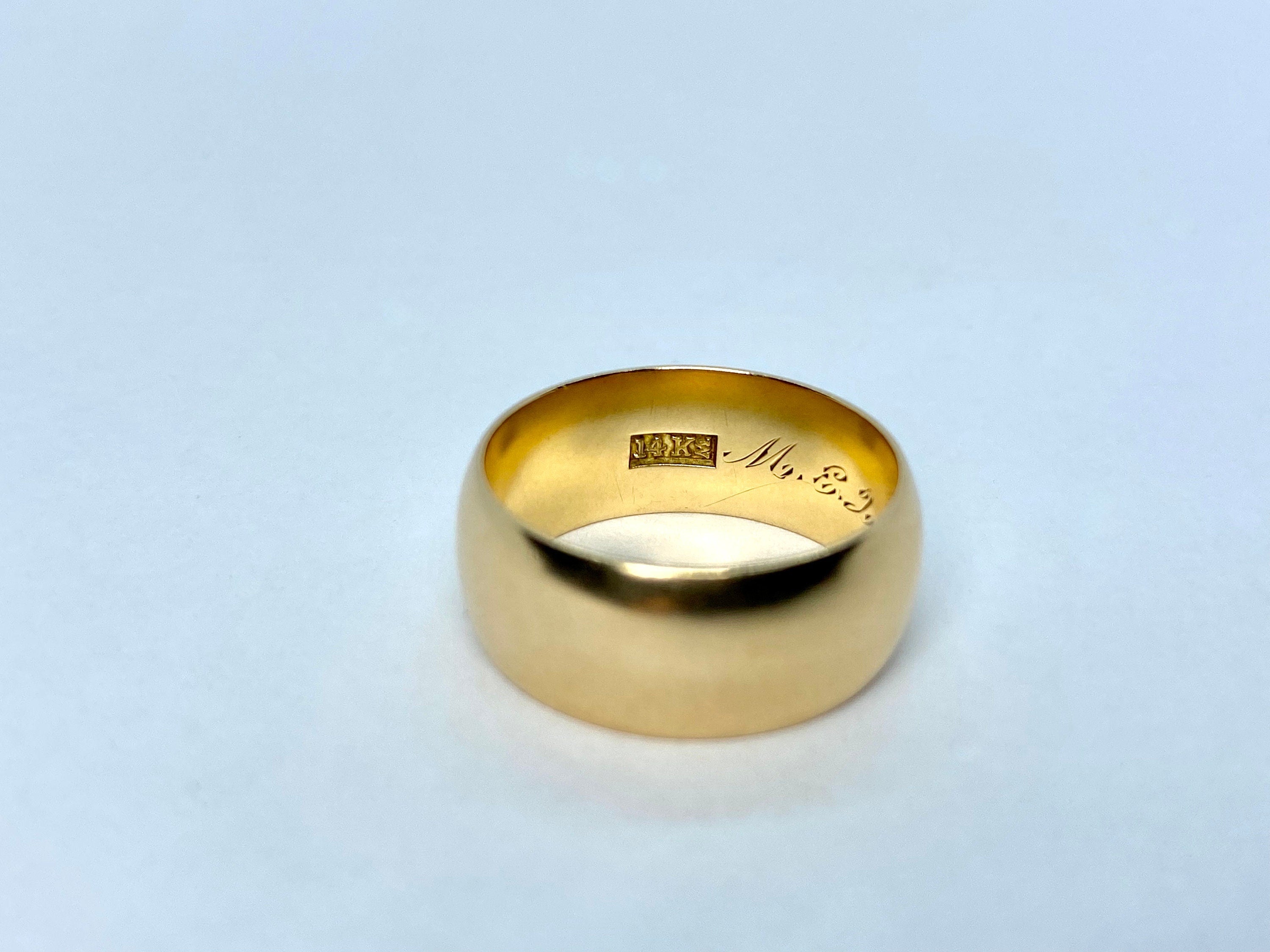 Antique 14K JR Wood Band, M.E.J. to D.J.K., Victorian