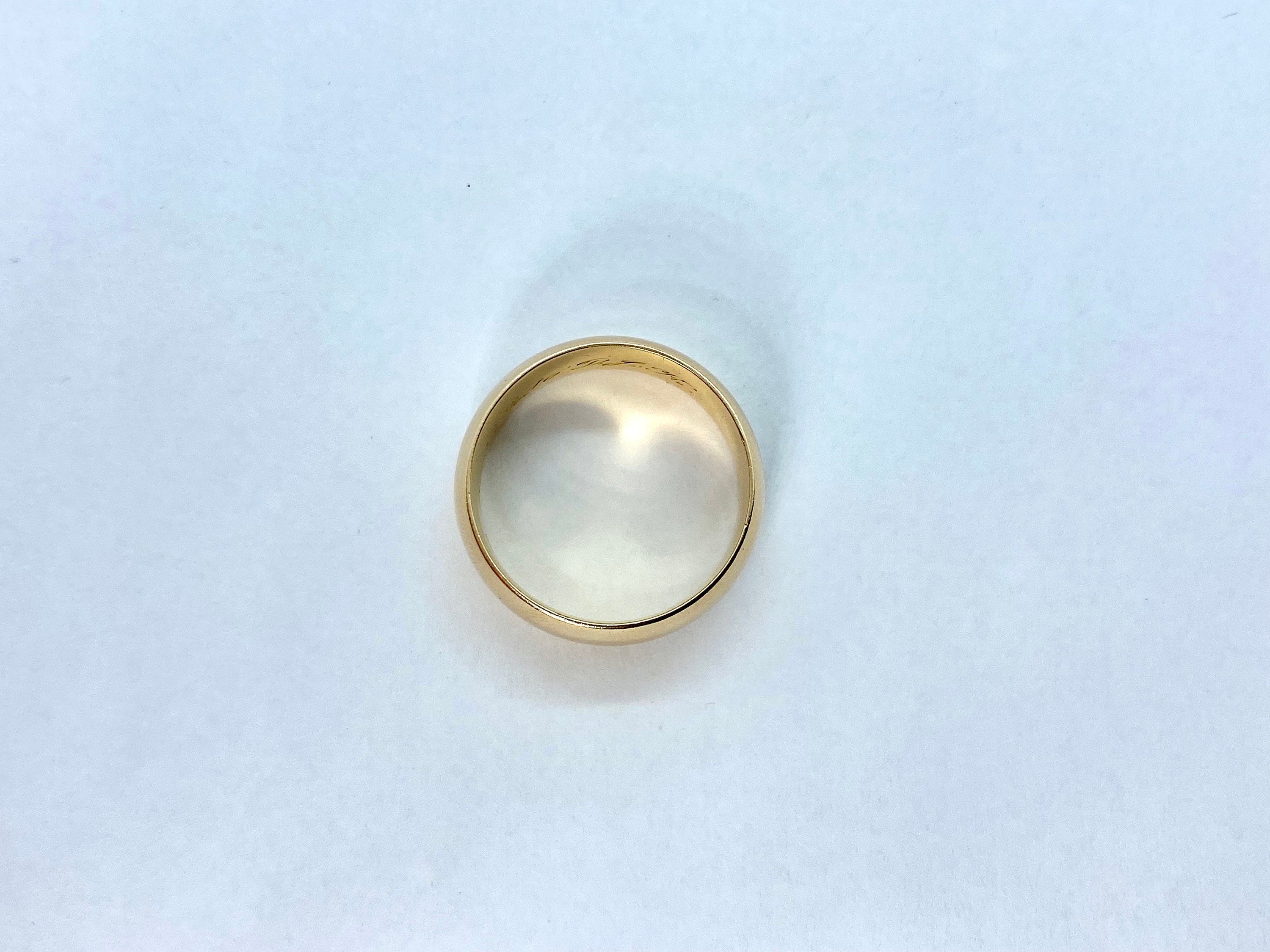 Antique 14K JR Wood Band, M.E.J. to D.J.K., Victorian