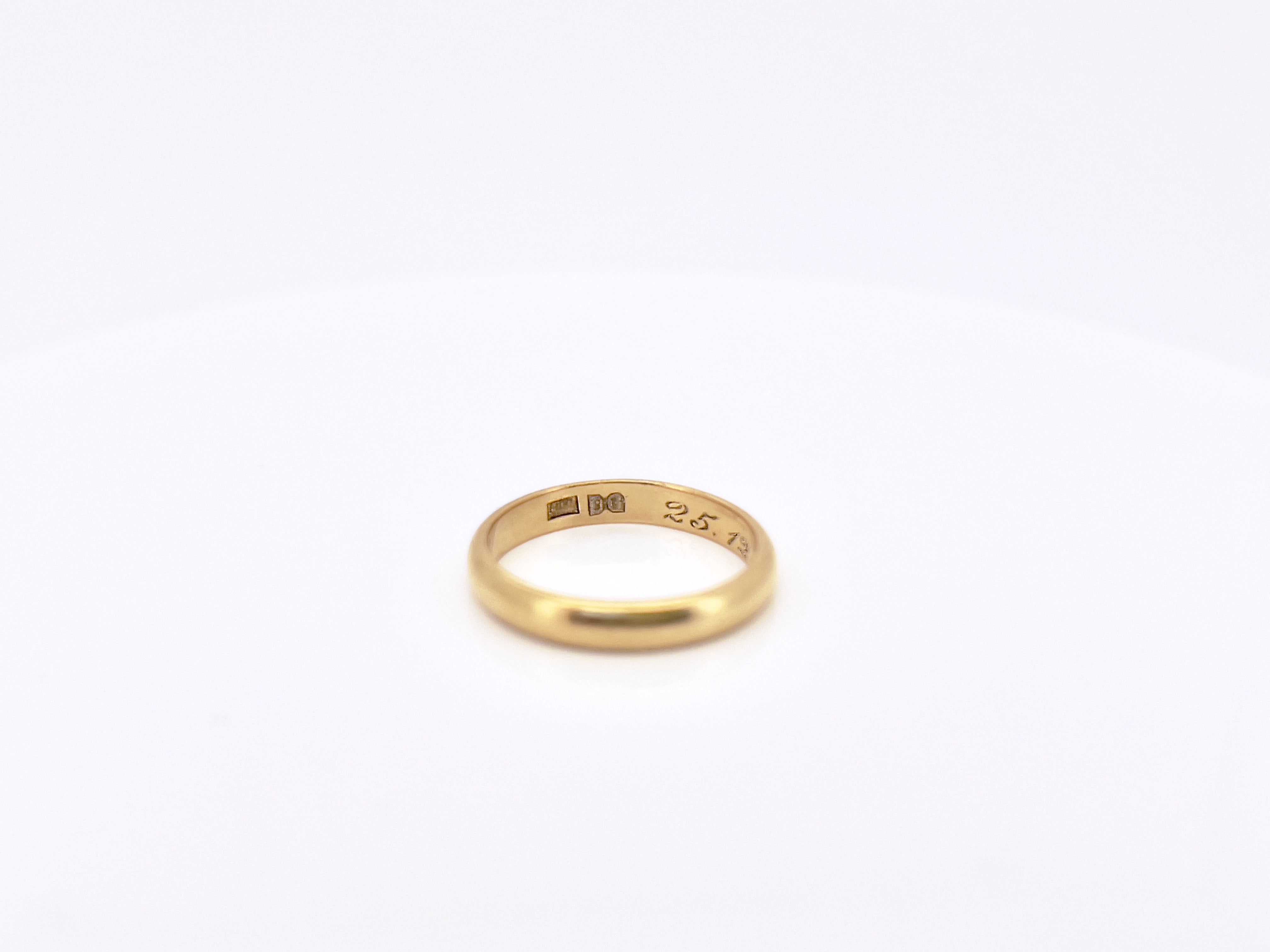 Vintage 22K Yellow Gold Ring, 25.12.31 Hans- Wrick, Size 6.75