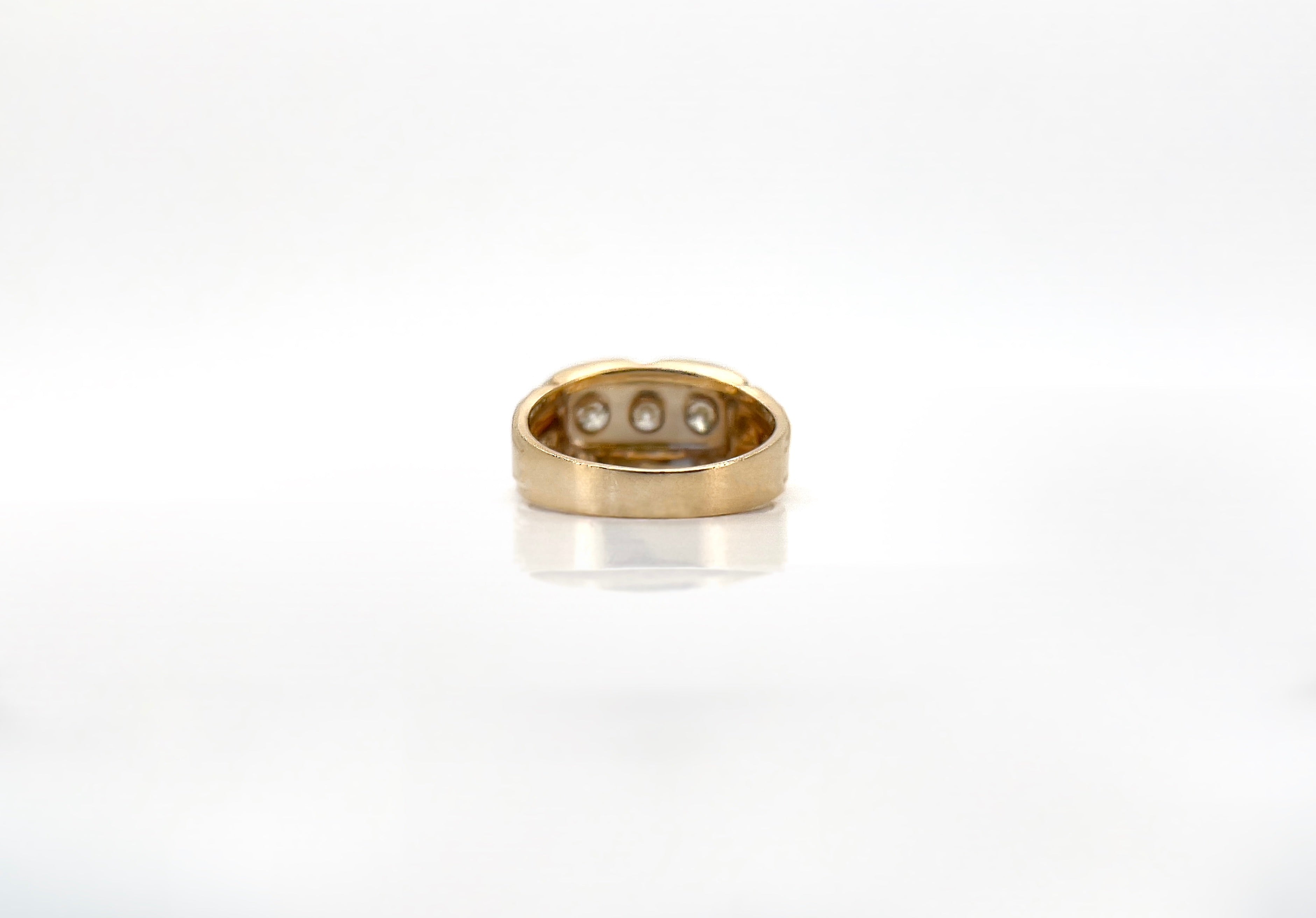 Vintage Transitional Cut Diamond Tank Ring