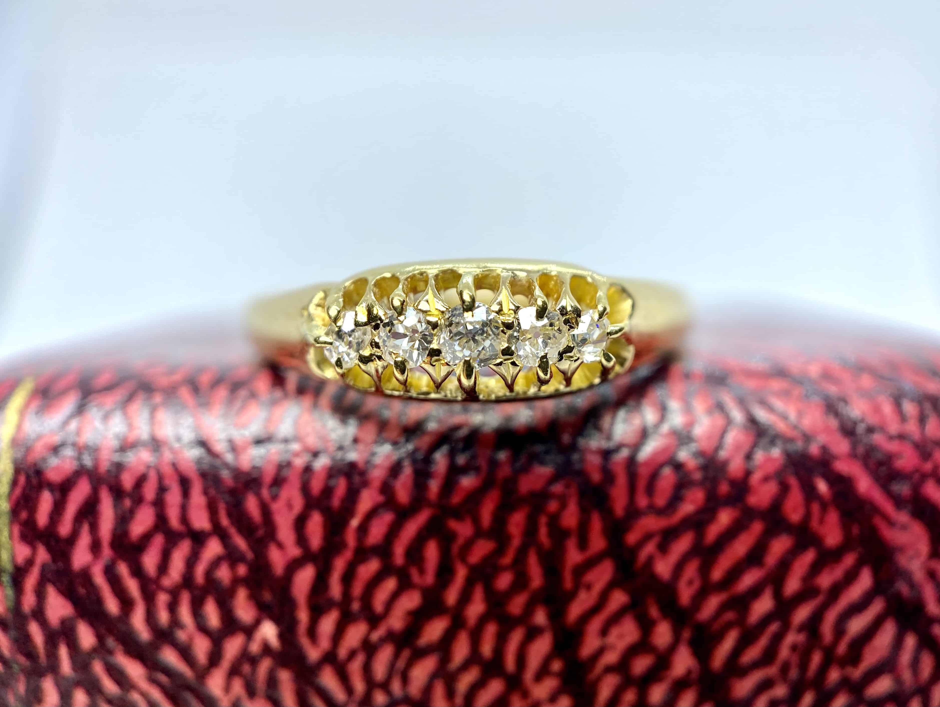 Old Cut Diamond Ring, 18K, Size 7.25