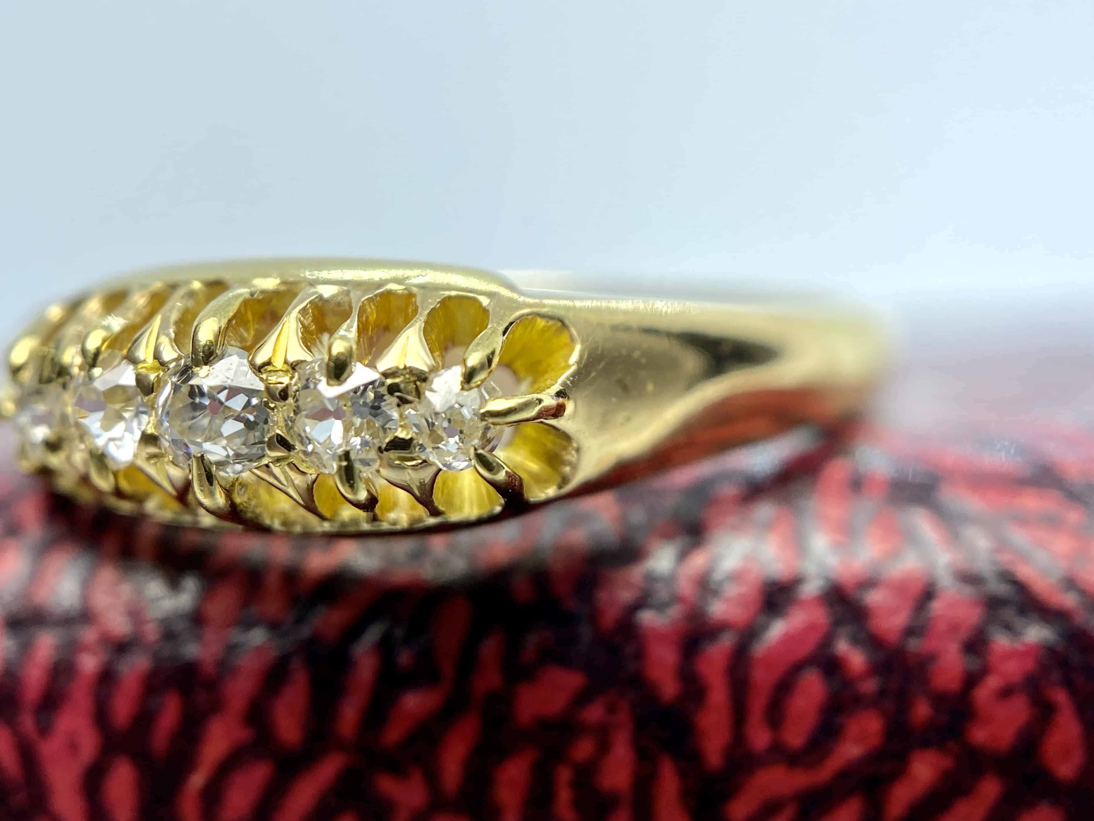 Old Cut Diamond Ring, 18K, Size 7.25