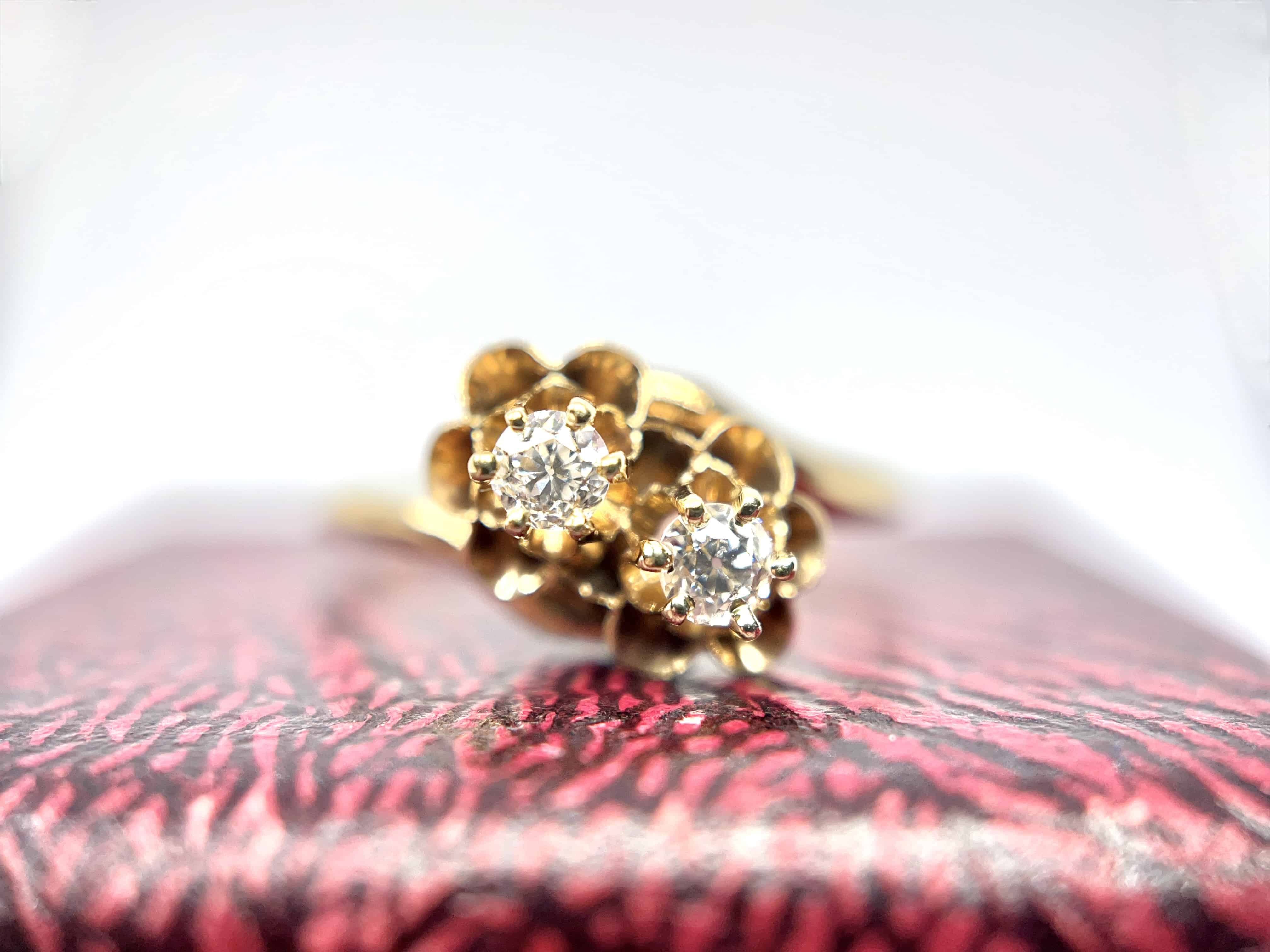 Antique Buttercup Old European Cut Diamond Toi et Moi Ring, 14K, Size 9.5