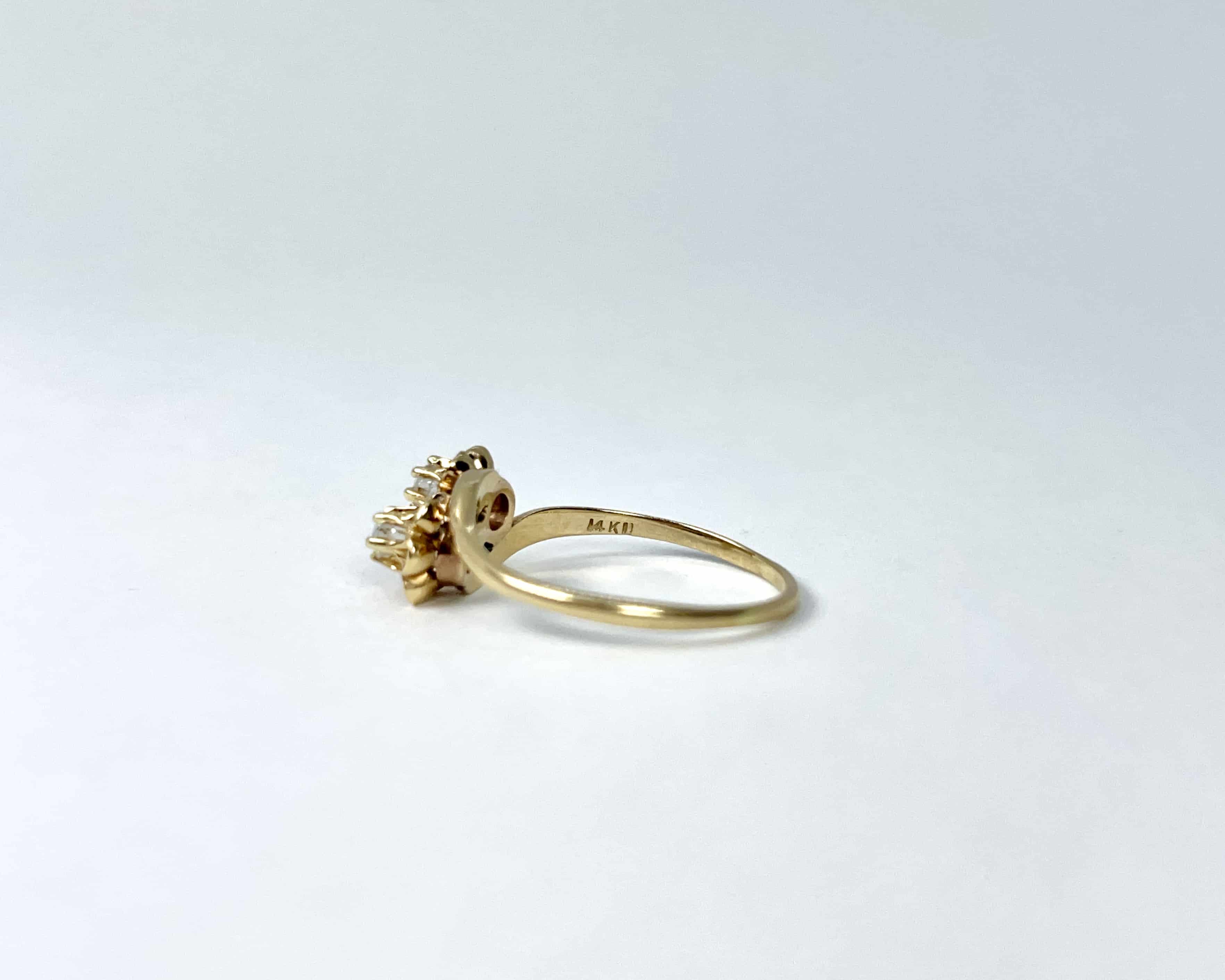 Antique Buttercup Old European Cut Diamond Toi et Moi Ring, 14K, Size 9.5