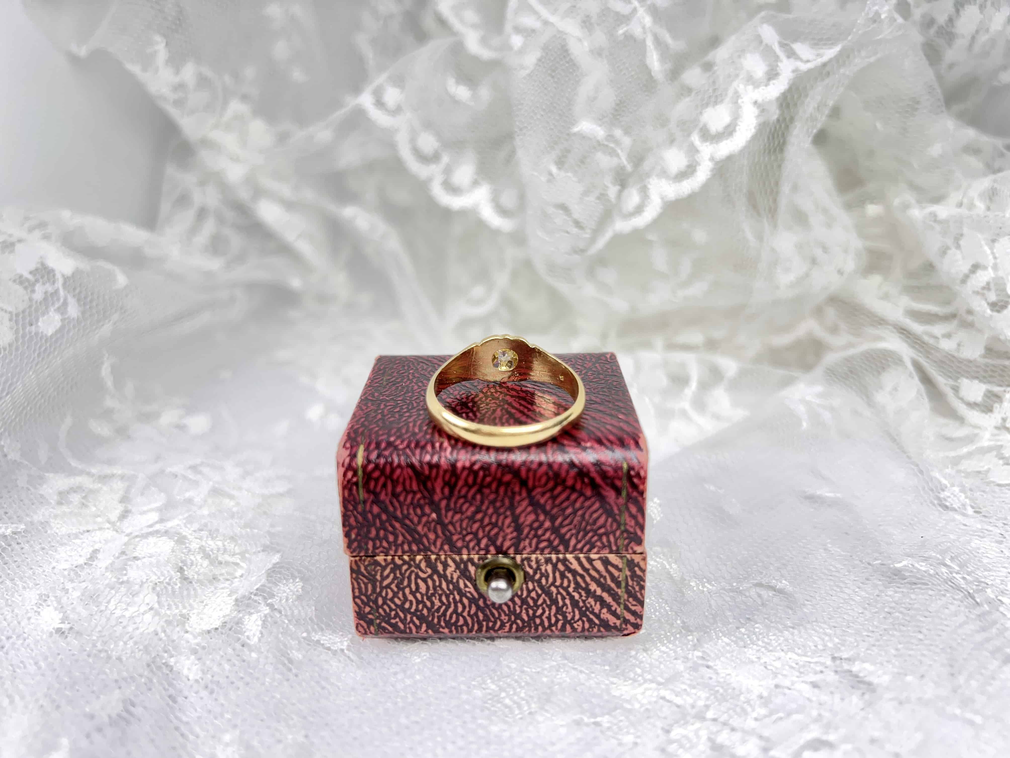 Art Deco Old European Cut Diamond Buttercup Ring, London 1921, Size 10.5