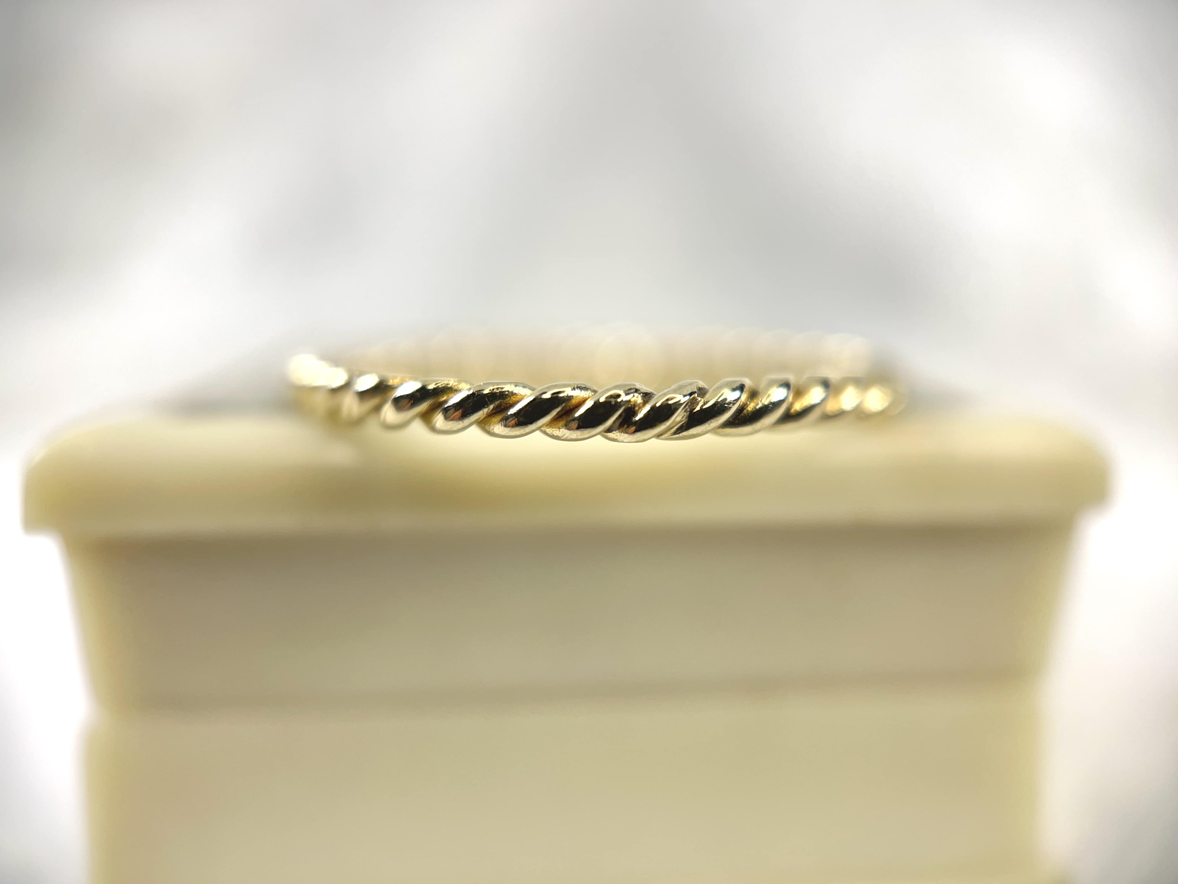 14K Skinny Rope Band, Size 6.75