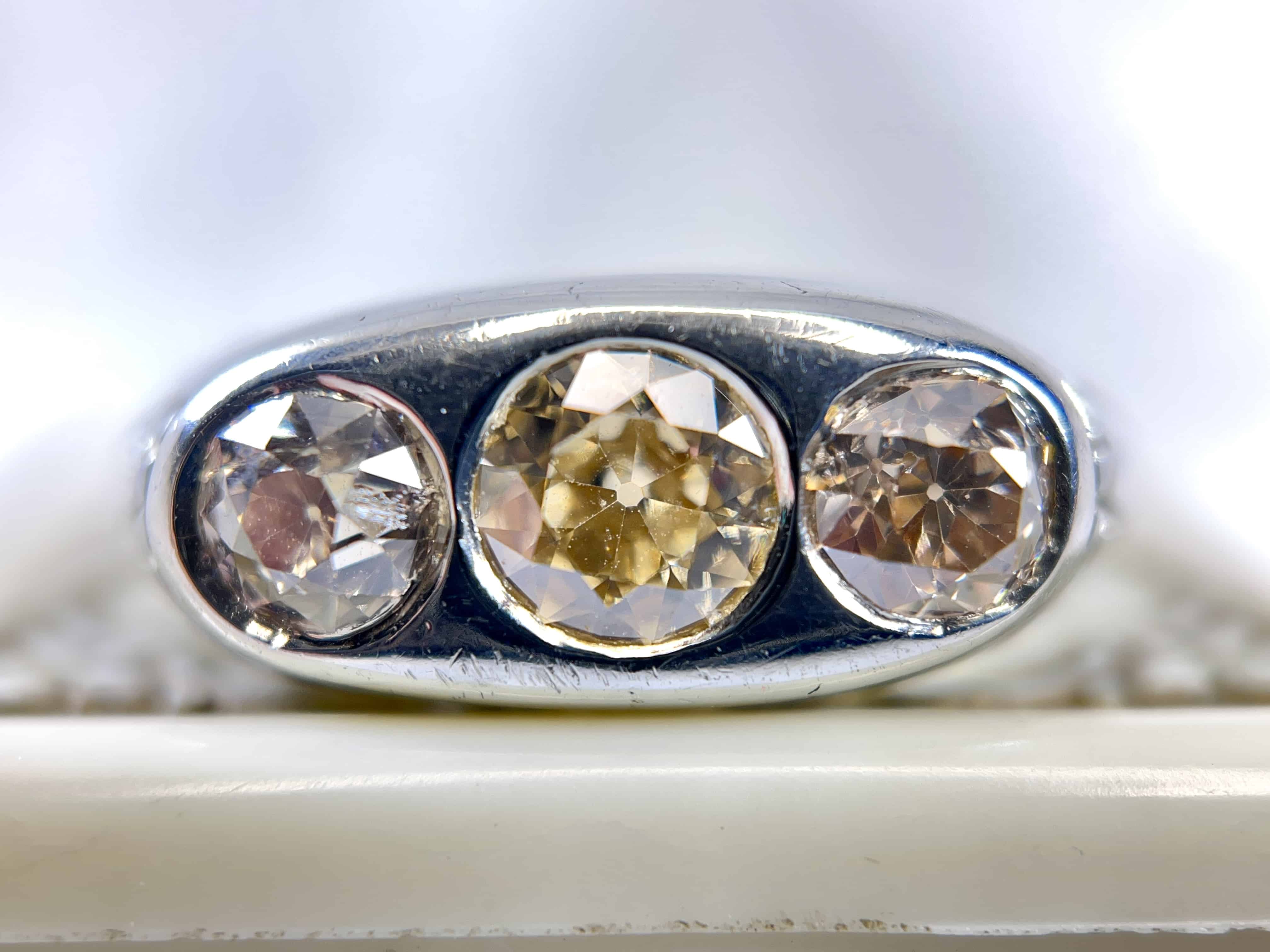 18K Champagne Old European Cut Diamond Band, Size 8.5