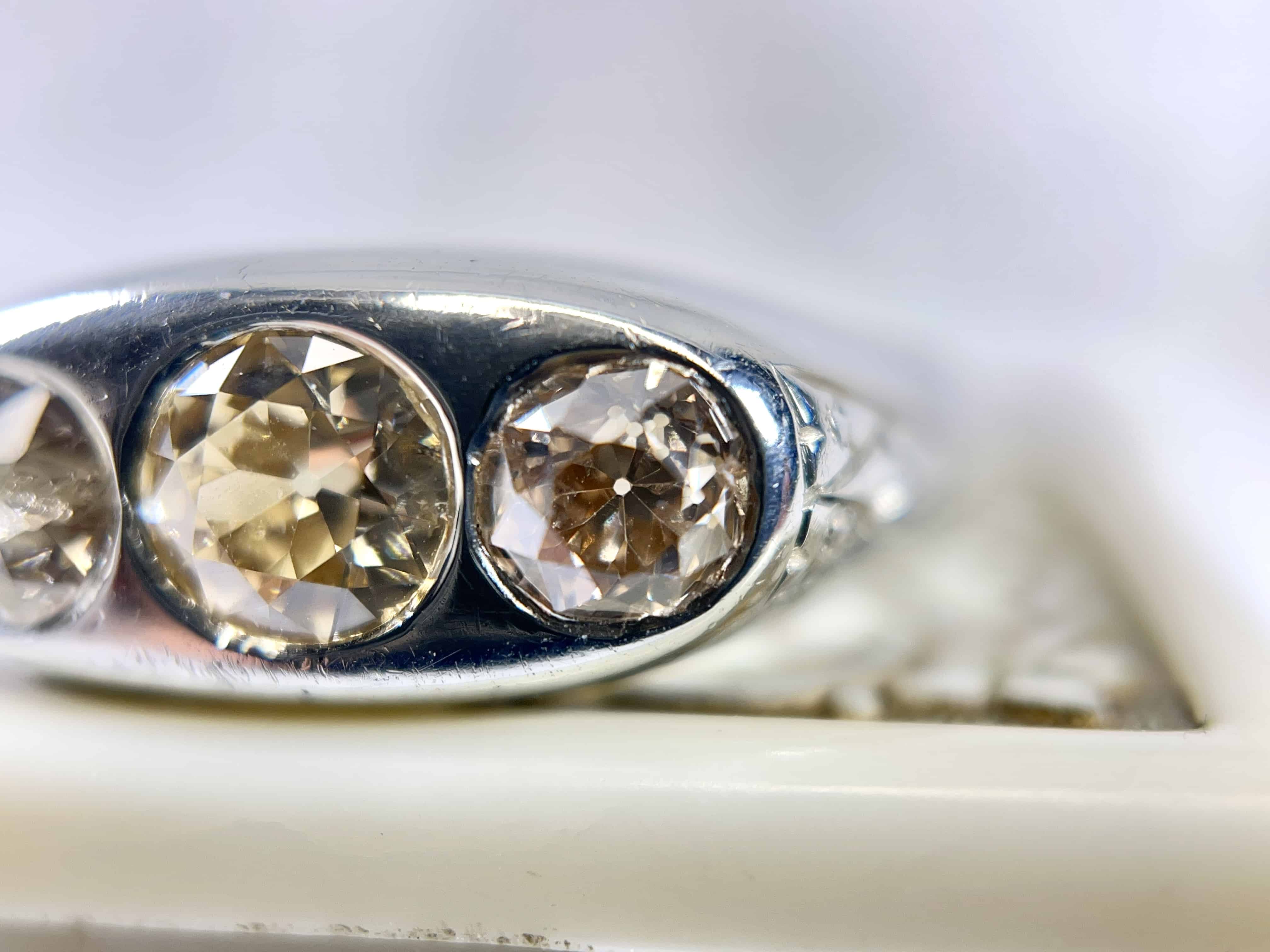 18K Champagne Old European Cut Diamond Band, Size 8.5