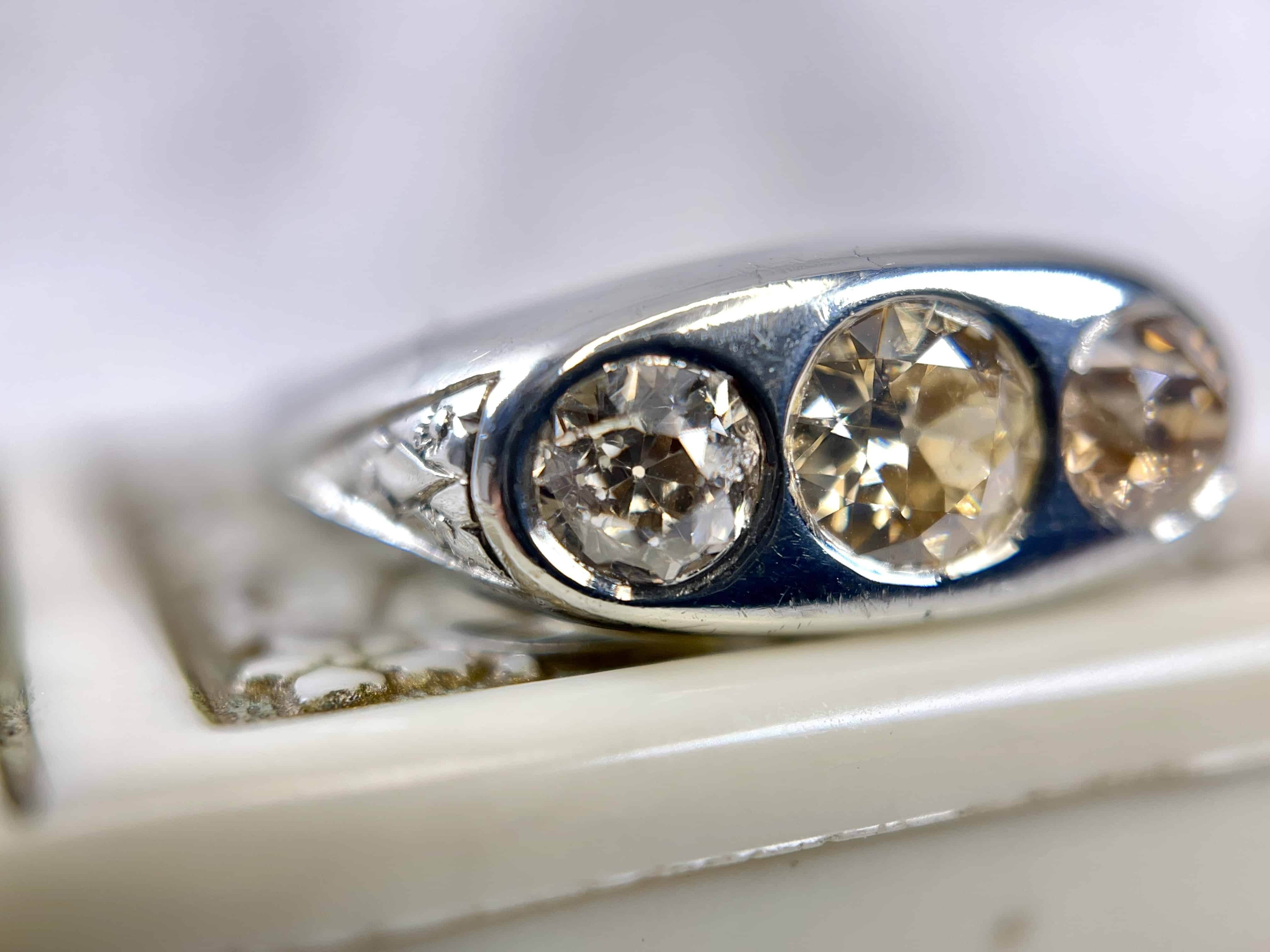 18K Champagne Old European Cut Diamond Band, Size 8.5