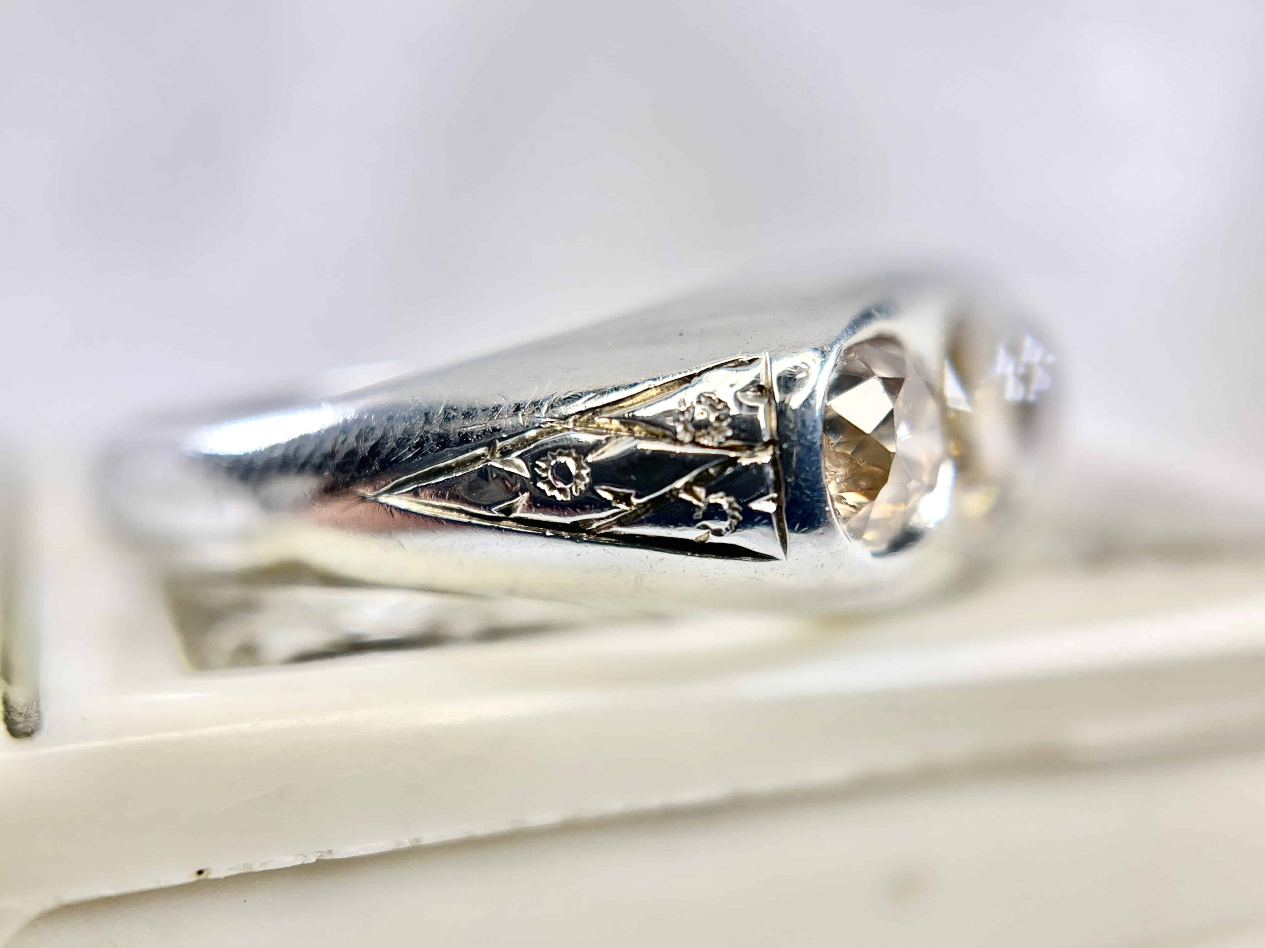18K Champagne Old European Cut Diamond Band, Size 8.5