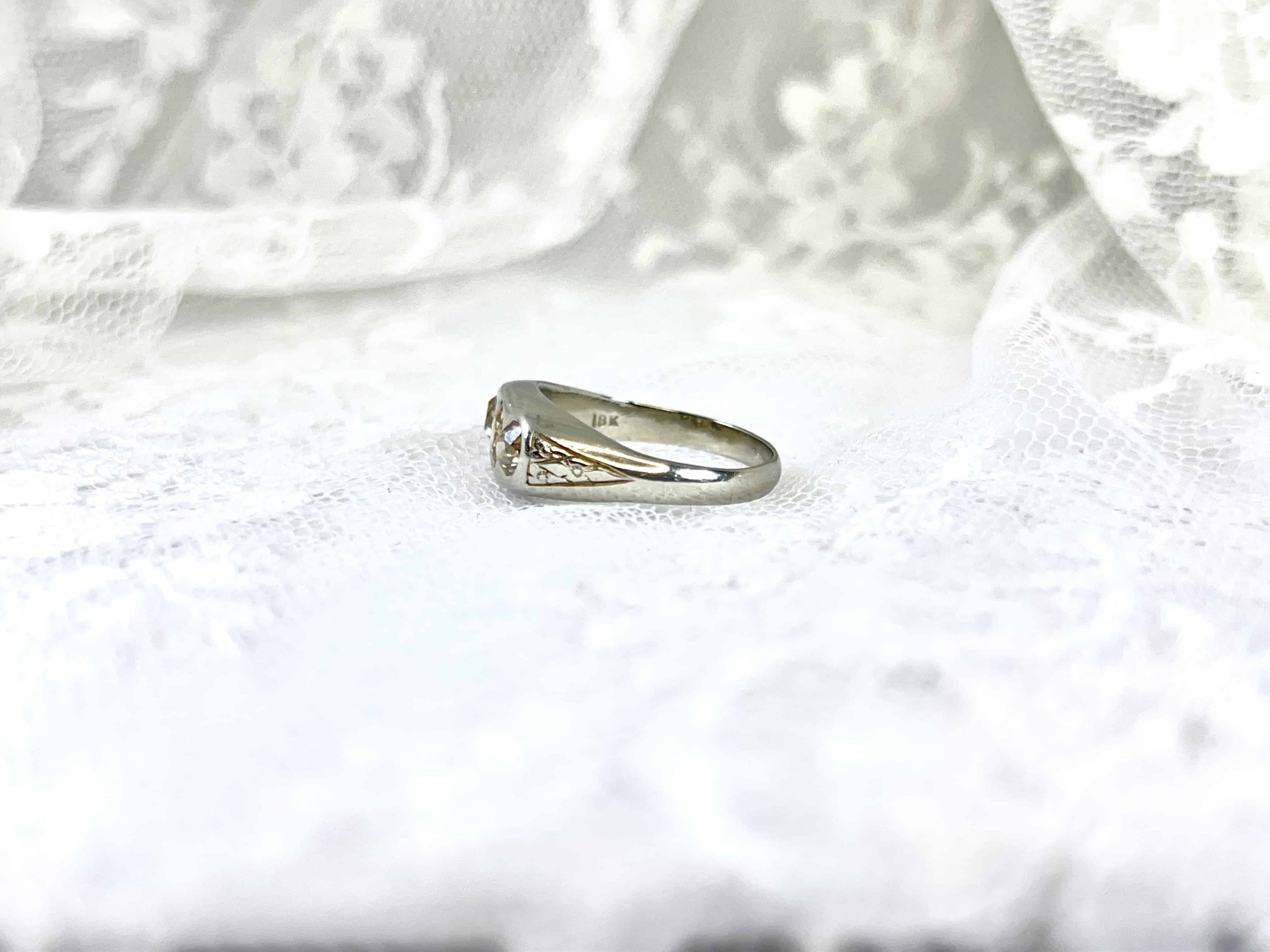 18K Champagne Old European Cut Diamond Band, Size 8.5