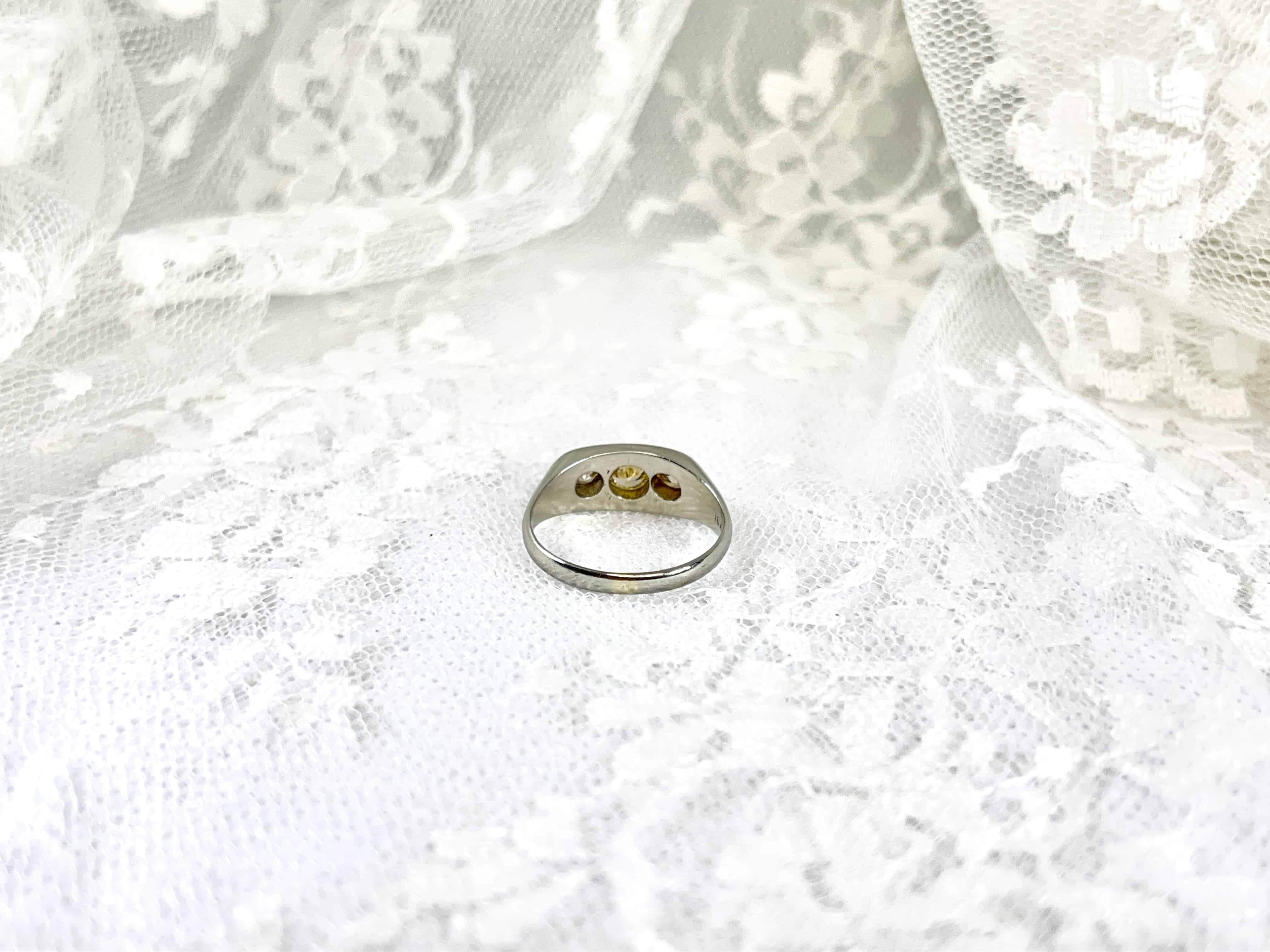18K Champagne Old European Cut Diamond Band, Size 8.5