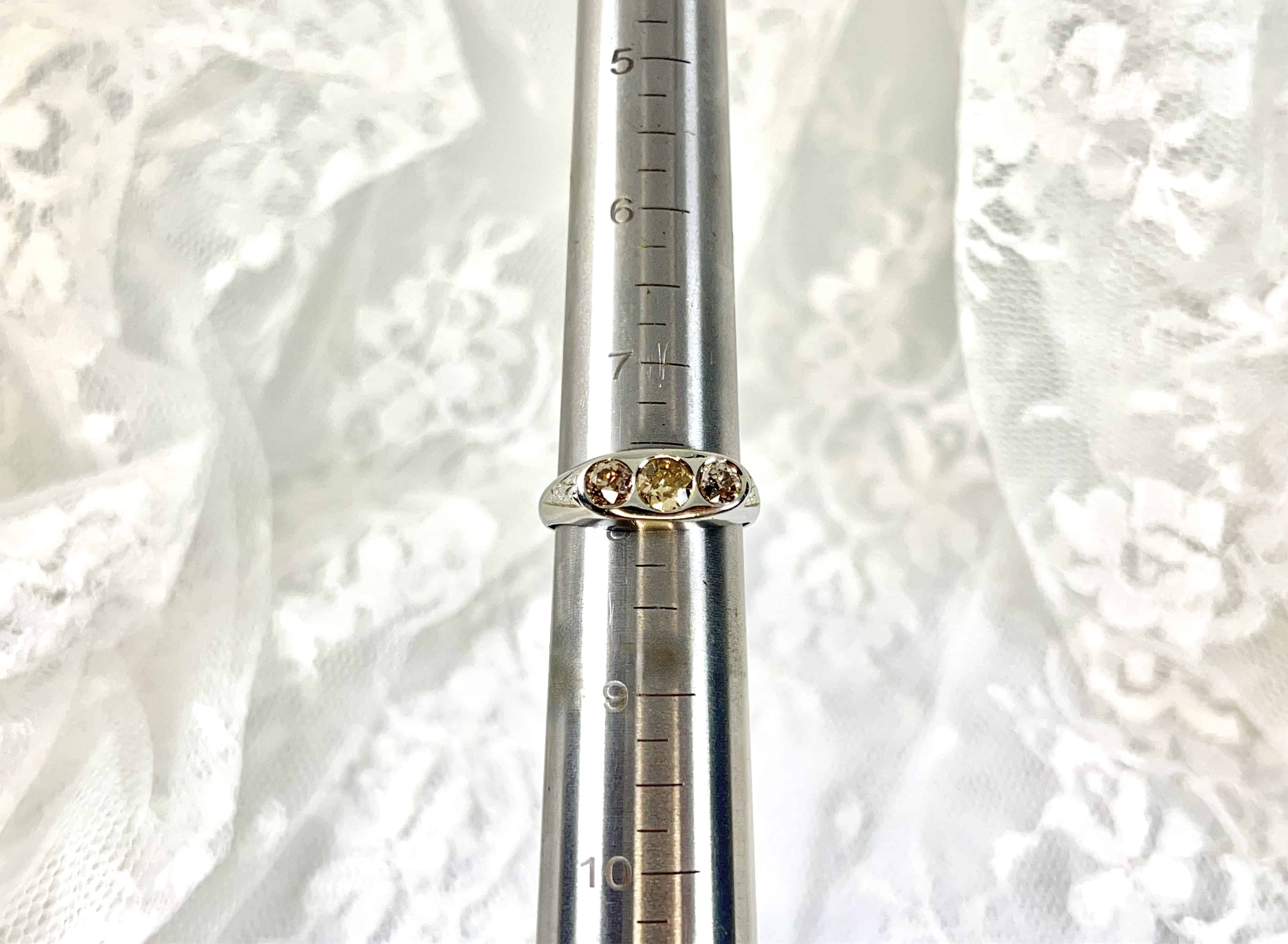 18K Champagne Old European Cut Diamond Band, Size 8.5