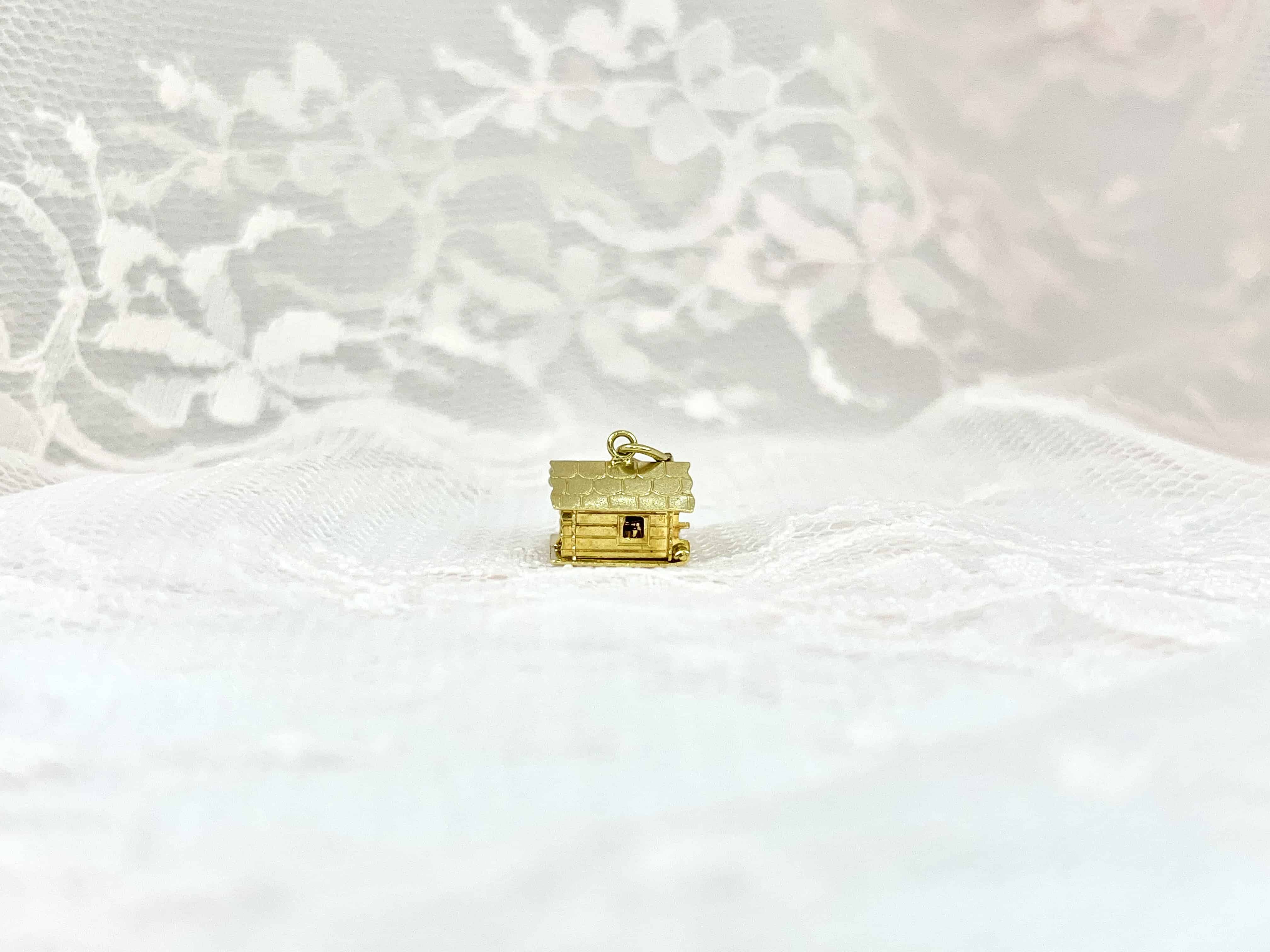 Vintage Cabin & Cauldron Charm, Swiss Chalet