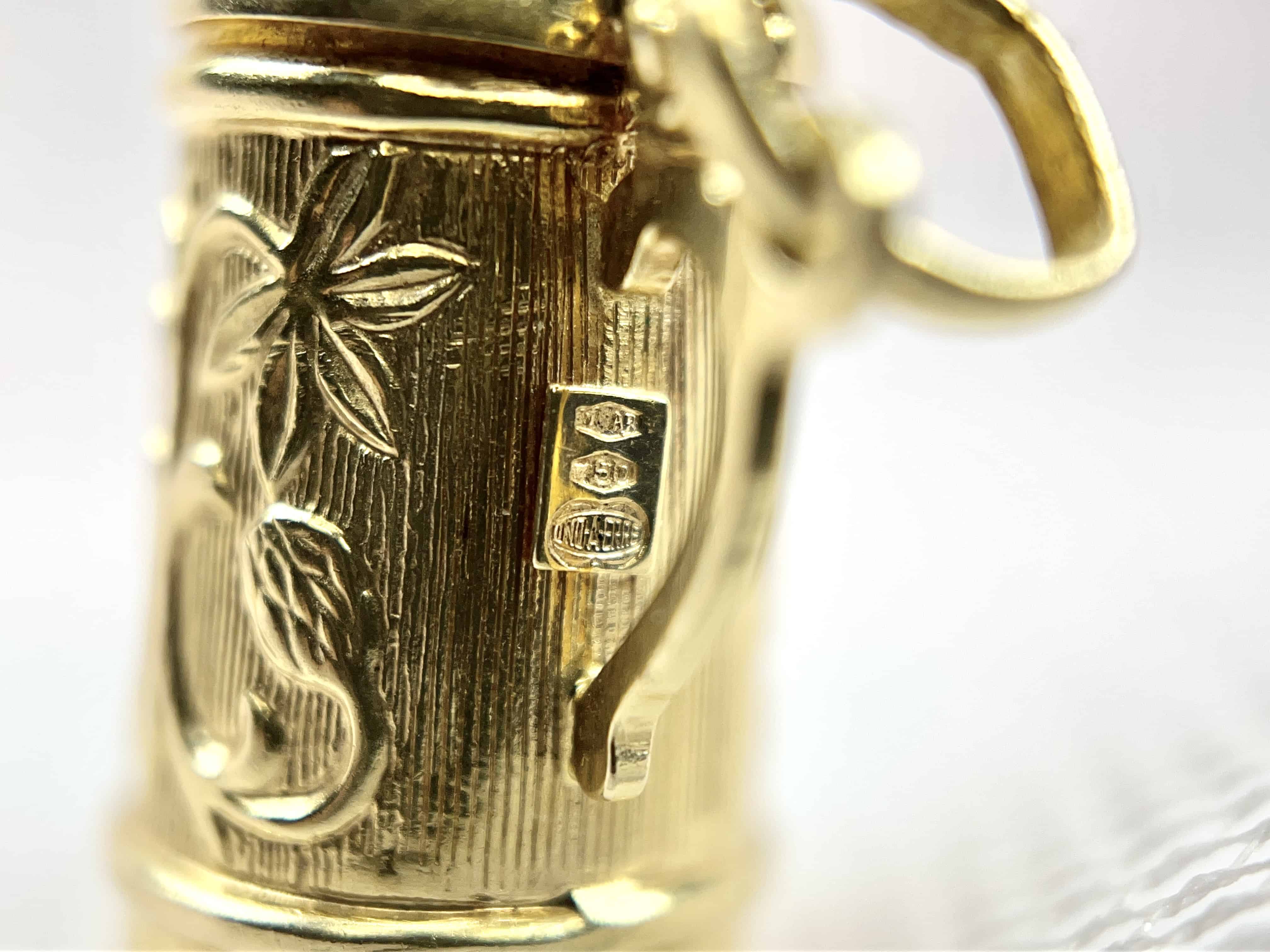 Vintage Beer Stein Charm, 18K